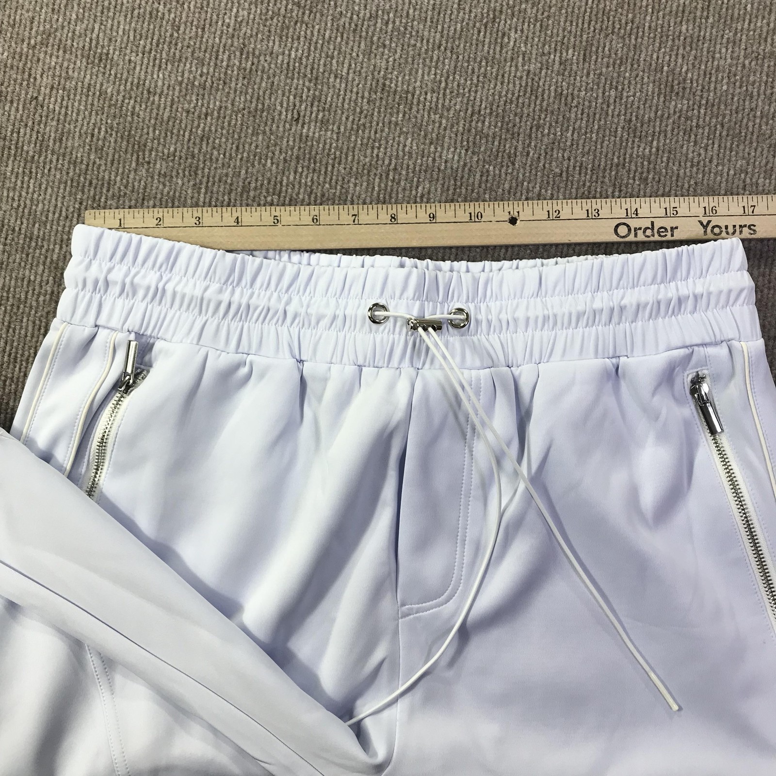 GVAPI Pants Mens 40 White Straight Leg Drawstring Zip Pockets Limited Edition