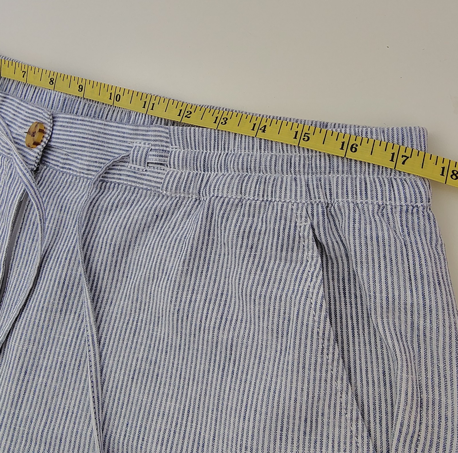 Talbots Striped Wide Leg Pants Size 14 Linen Cotton Drawstring Casual Summer