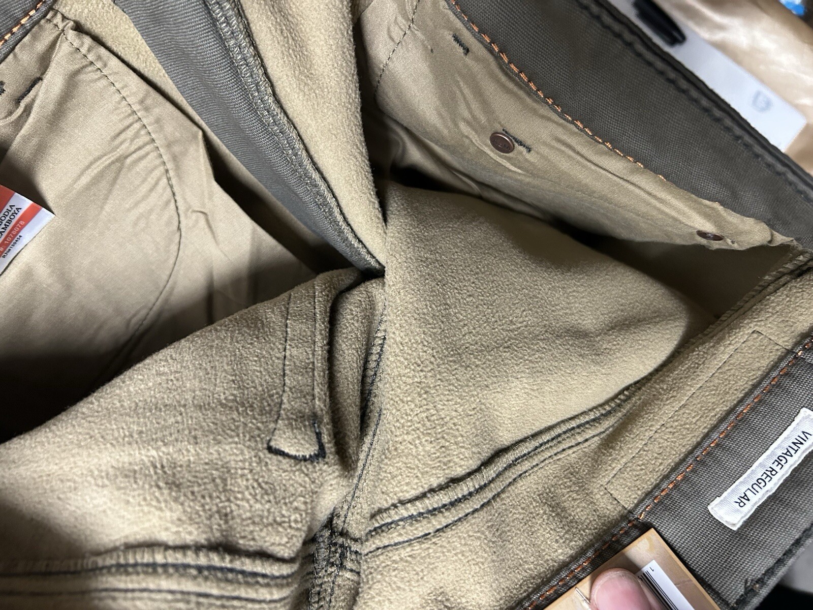 NEW! 40×30 Straight Fit Olive Fleece-Lined Stretch Canvas Pants Weatherproof