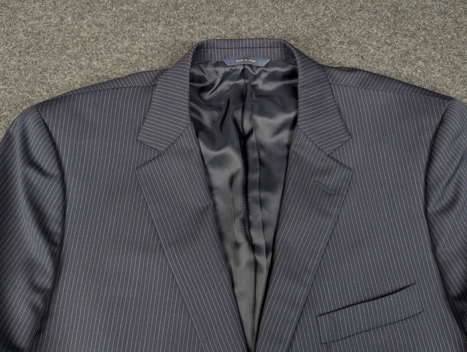 Brooks Brothers 1818 Fitzgerald Blazer Navy Pinstripe 46L/W41 Wool Italy