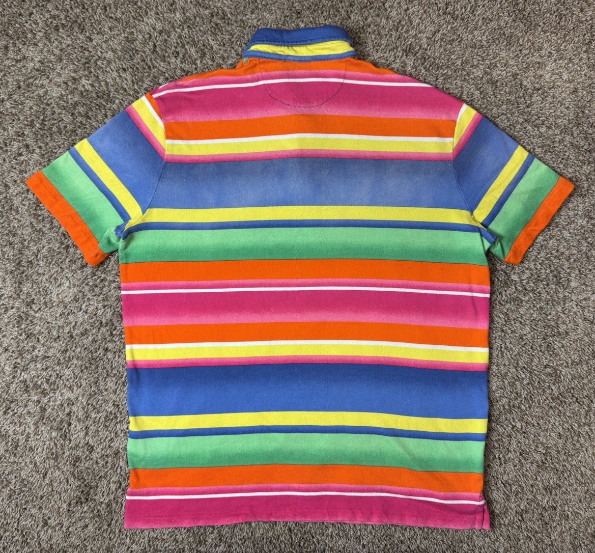 Ralph Lauren Polo Shirt Mens Medium Multicolor Striped Classic Fit Terry Spa