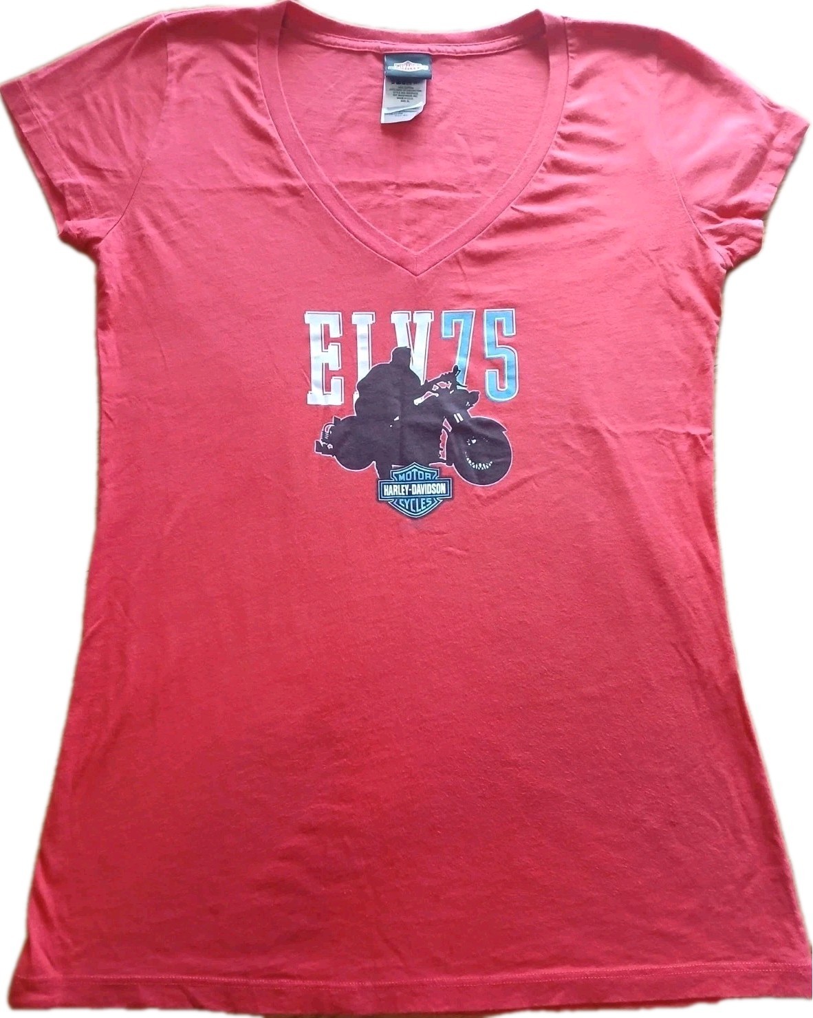 Vintage Harley-Davidson Elvis ELV75 Graceland 100% Cotton V Neck T Shirt XL USA