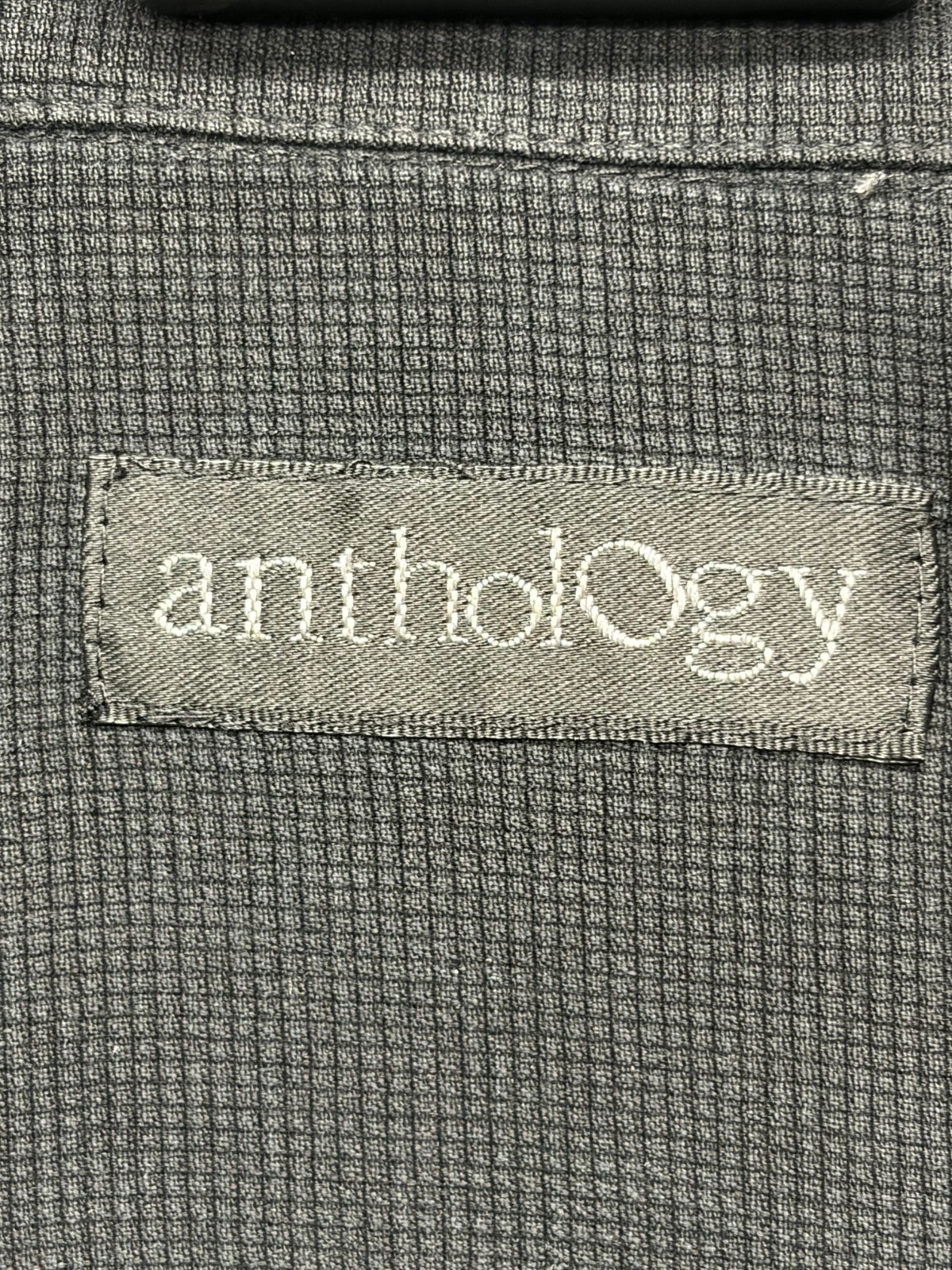 Anthology Mens Large Black 100% Silk Short Sleeve Button Down Shirt Textured