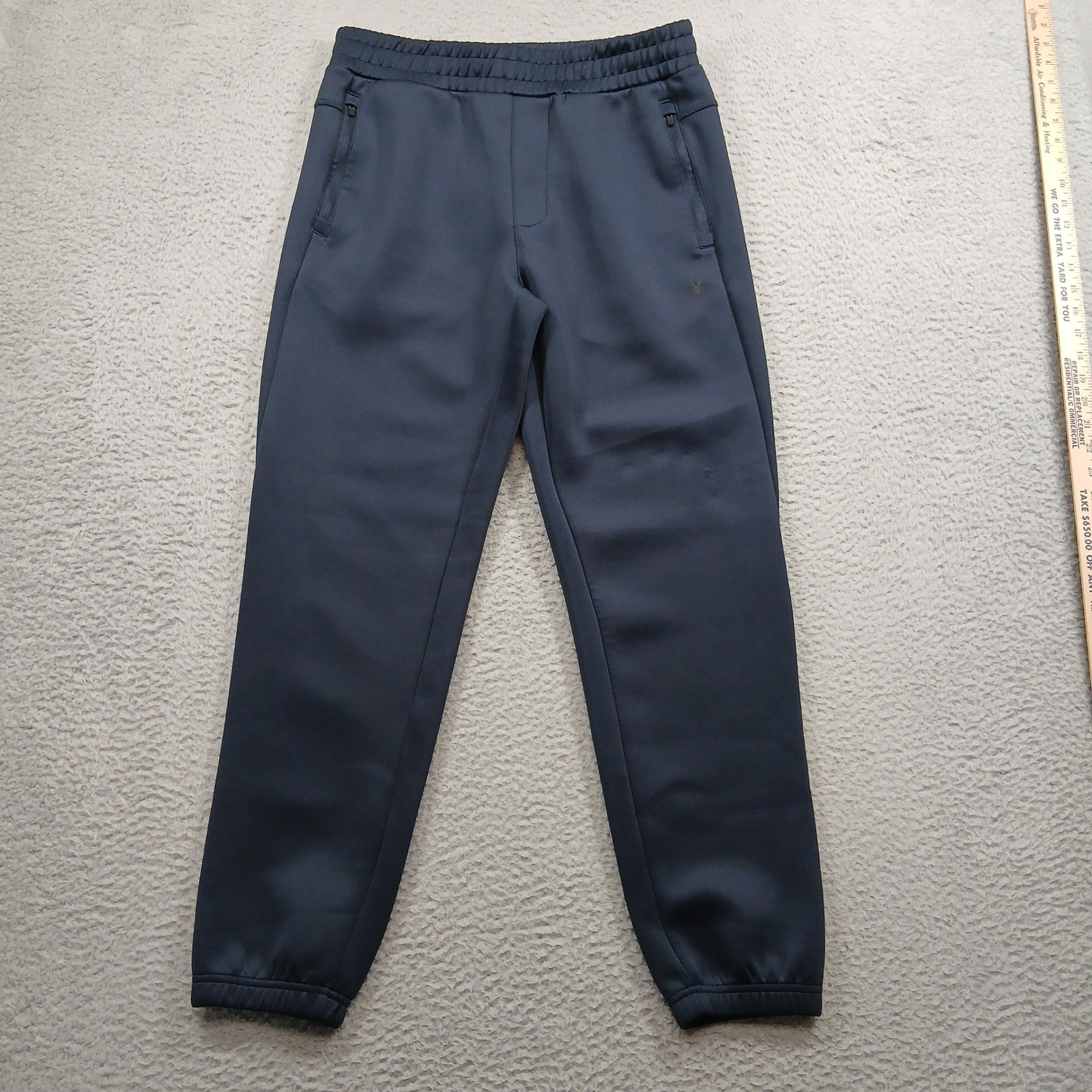 Spyder Active Mens Jogger Pants Medium Navy Blue Fleece Lined Zip Pockets EUC