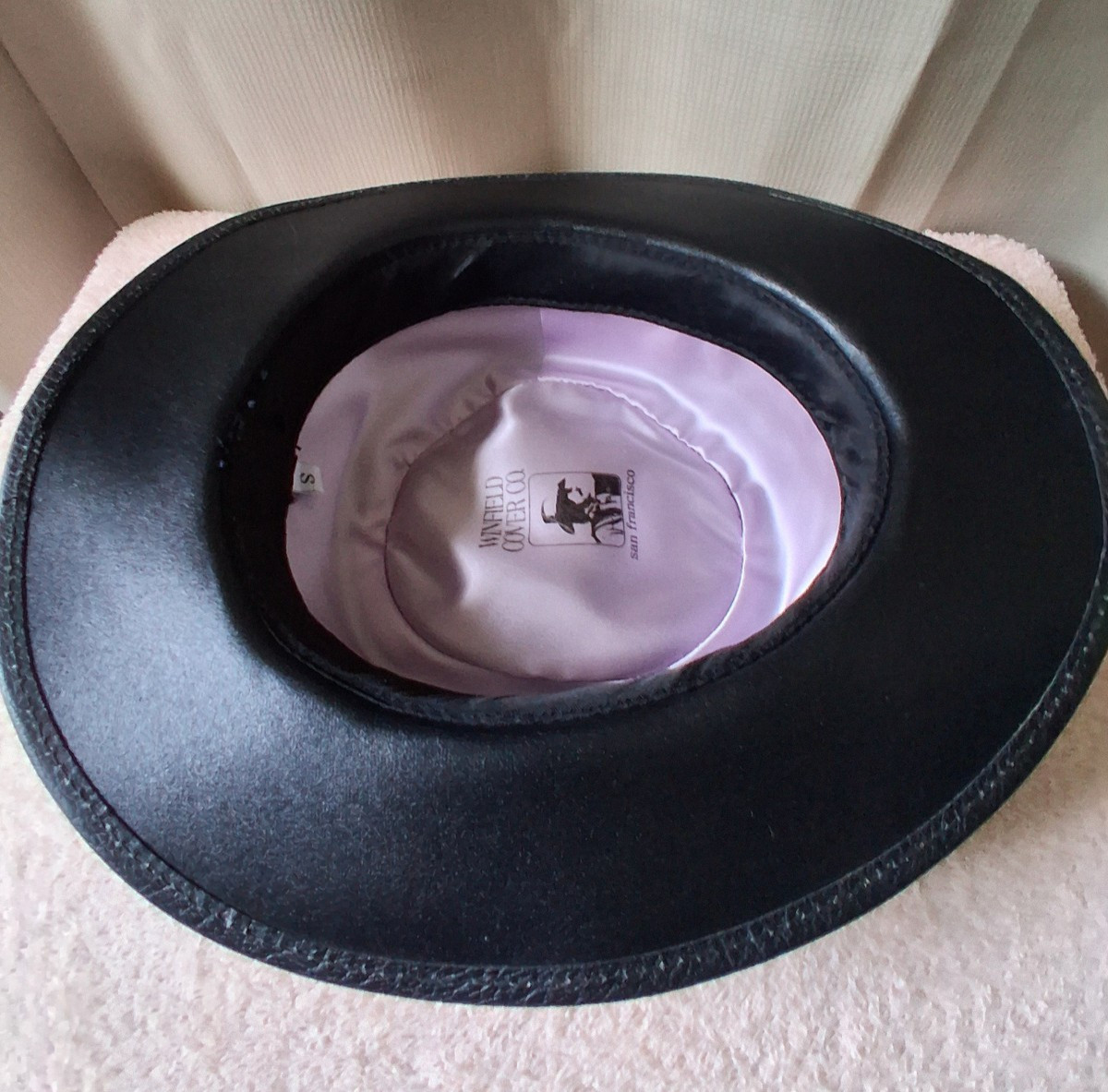 Vintage Winfield Cover Company Black Leather/Suede Hat Cowboy Western Adult S