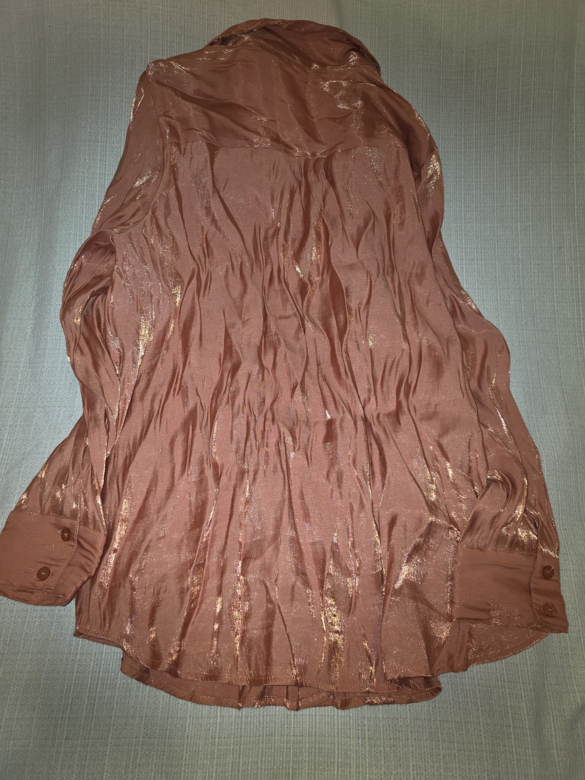Wrapper Pink Solid Collared Button-Up Long Sleeve Blouse Regular XL