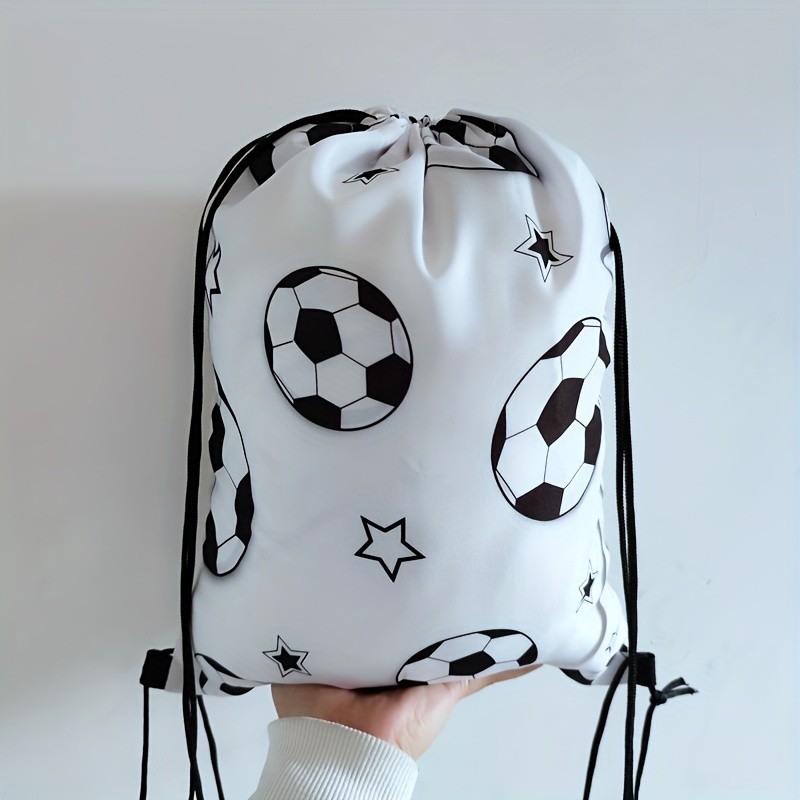 Large Foldable Football Print Drawstring Backpack Unisex Casual Sports Bag ◐