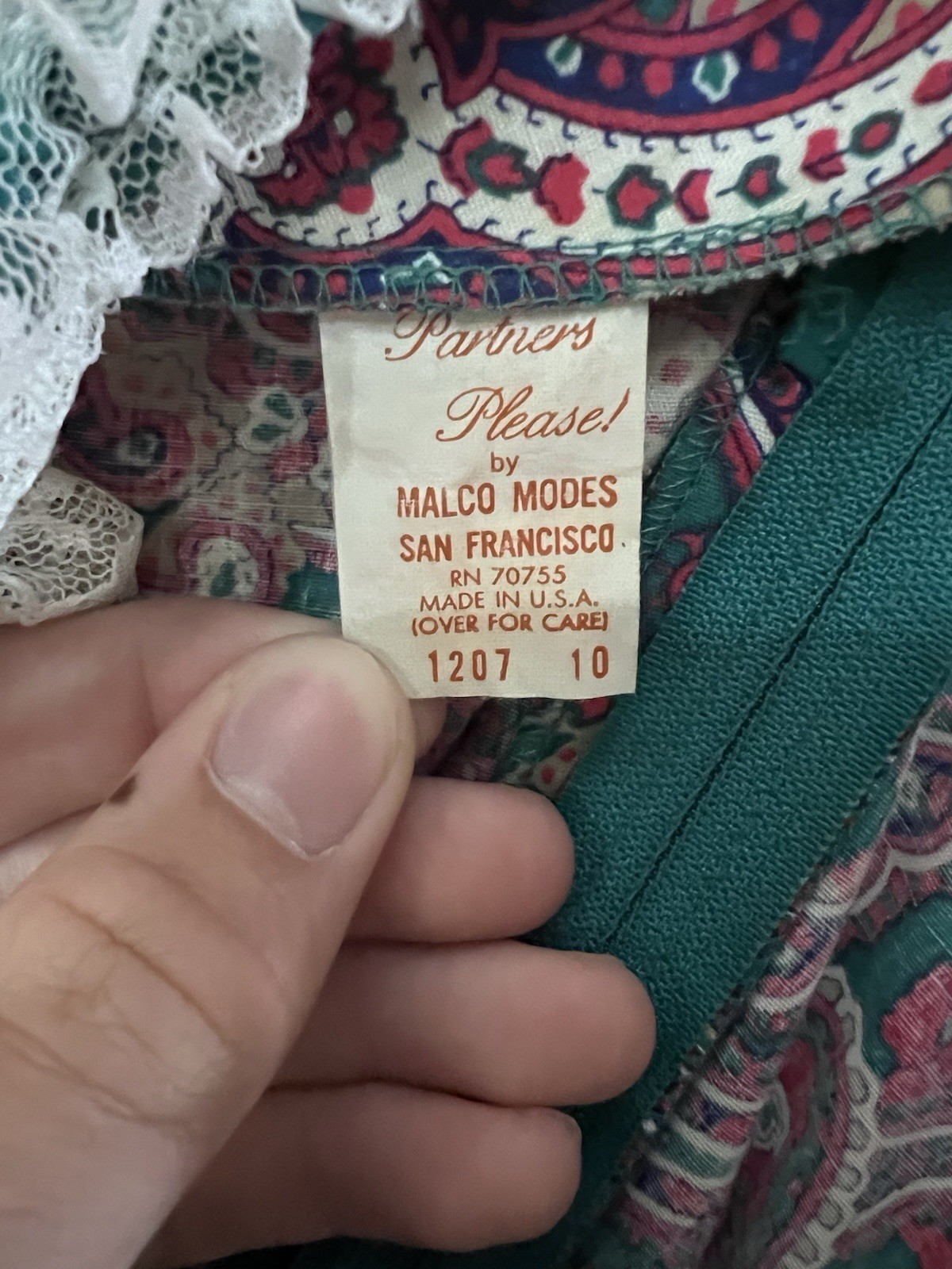 Partners Please! by Malco Modes Paisley Ruffle Lace 3/4 Sleeve Short Dress 10