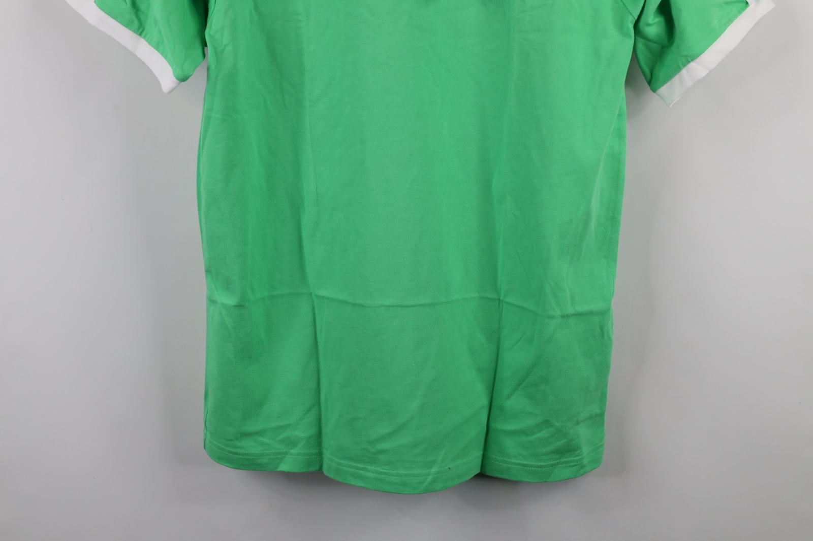 New Adidas Mens M Spell Out Trefoil Striped Short Sleeve Ringer T-Shirt Green