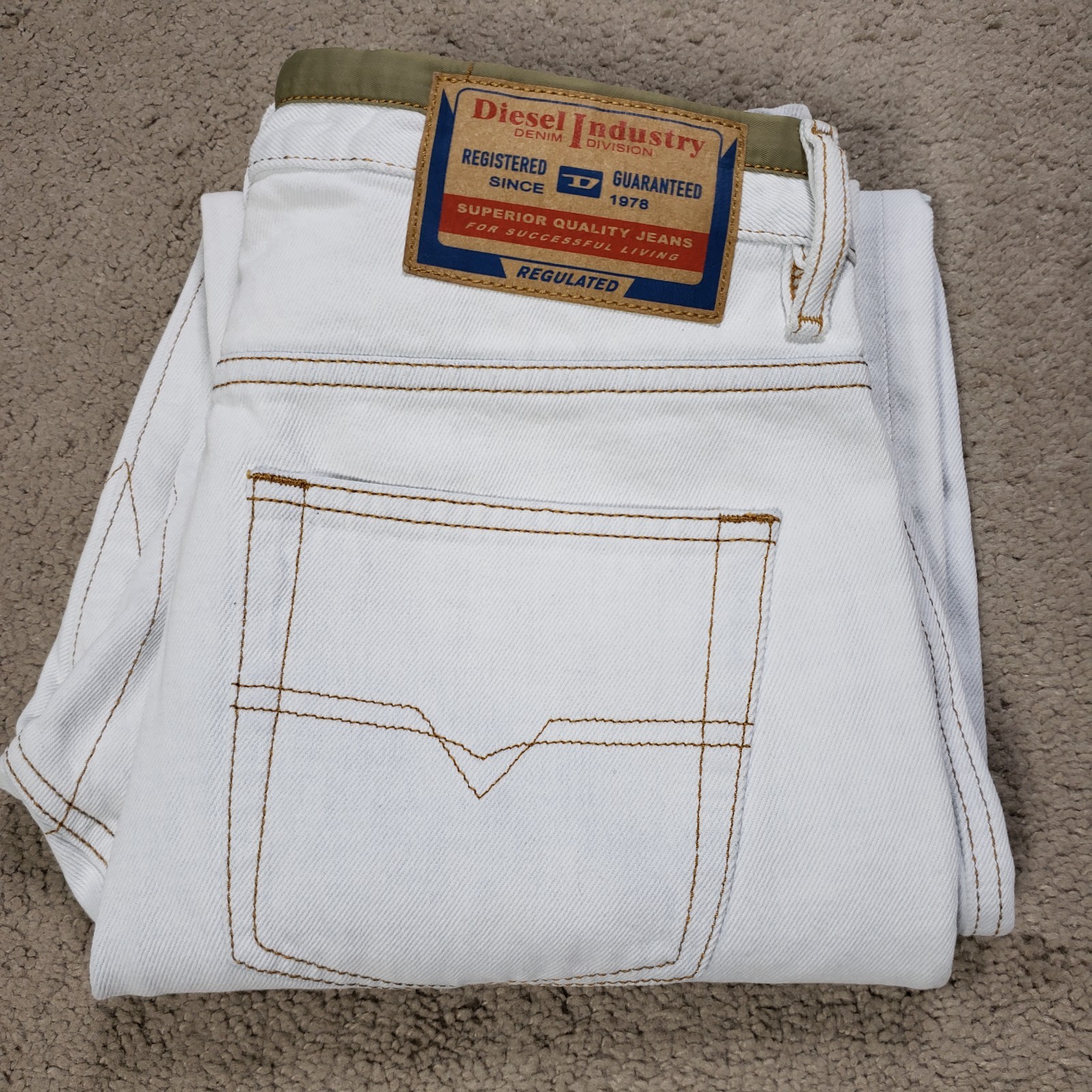 Diesel Jeans Mens 29×30 D-Viker White Straight Leg Button Fly Y2K Denim Rare