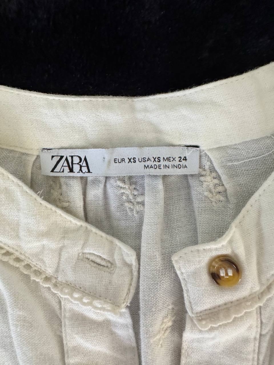 Zara Embroidered Lace Peplum Tunic Blouse Women’s Small Ivory Boho Cottagecore