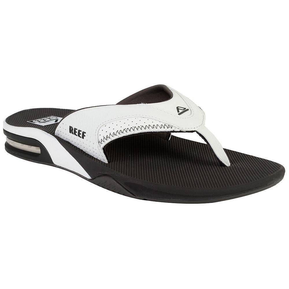 REEF Men’s Lightweight Fanning Flip Flop Regular Sandal – Grey/White, Sizes