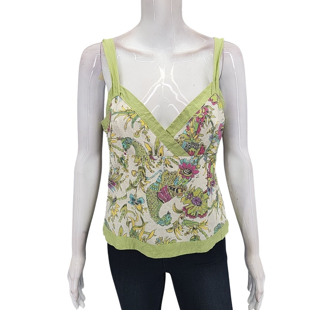 Lino Russo Womens Dressy Sleeveless Linen Cotton Top w Side Zipper Medium Size