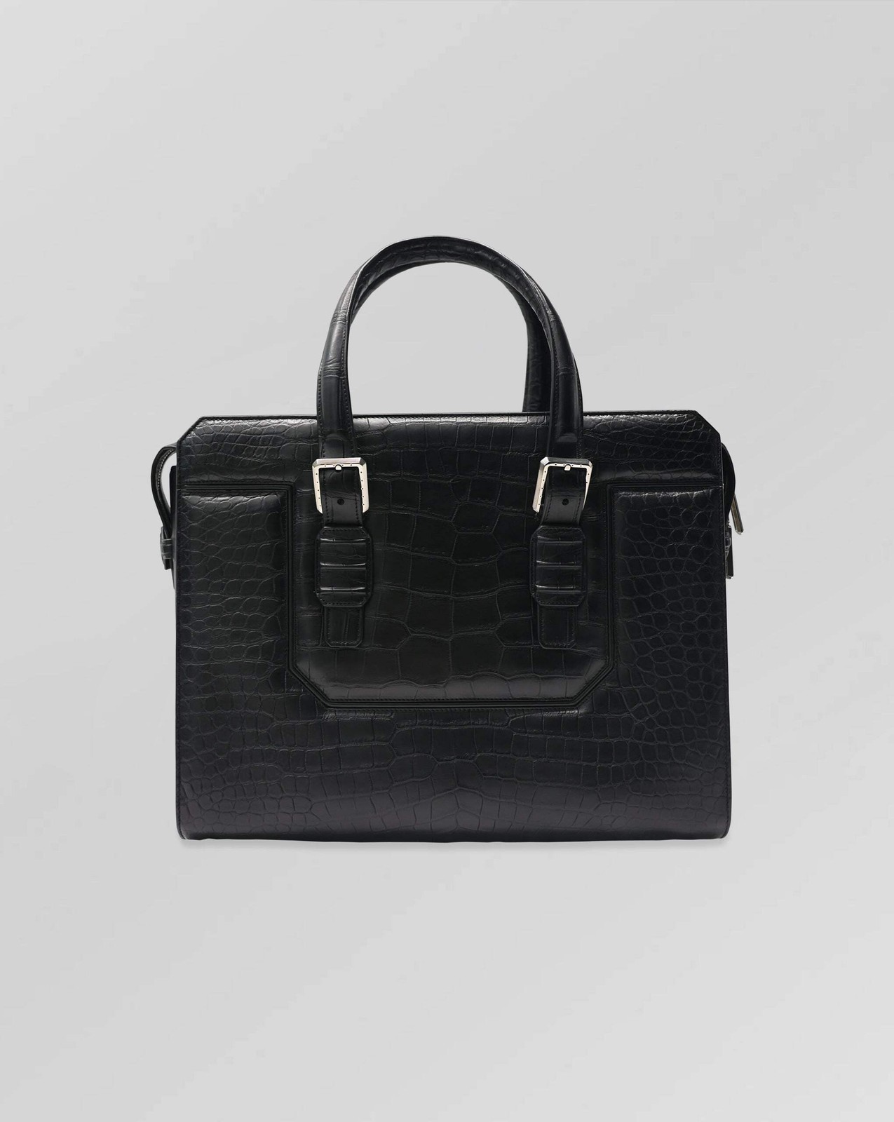 NEW STEFANO RICCI BRIEFCASE $31900 BLACK CROCODILE LEATHER 15X3.9X11 IN