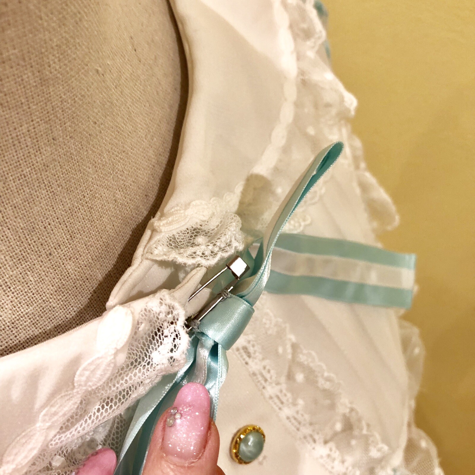 Angelic Pretty OP A-Line Off-White Mint-Green Sweet Lolita Doll from Japan #400