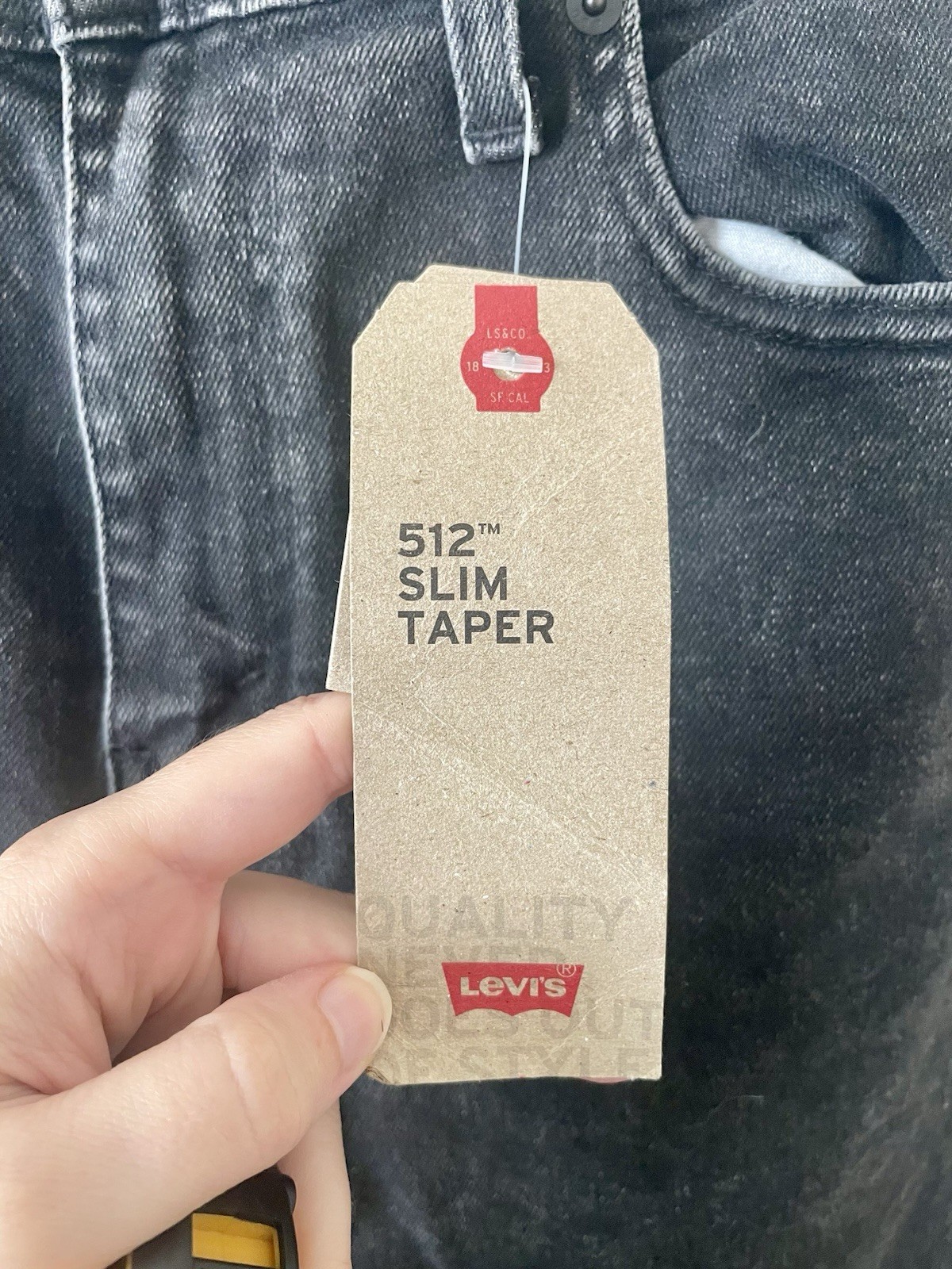 Levi’s Men’s Slim Taper Stretch Jeans Charcoal Wash Black Mid Rise Denim