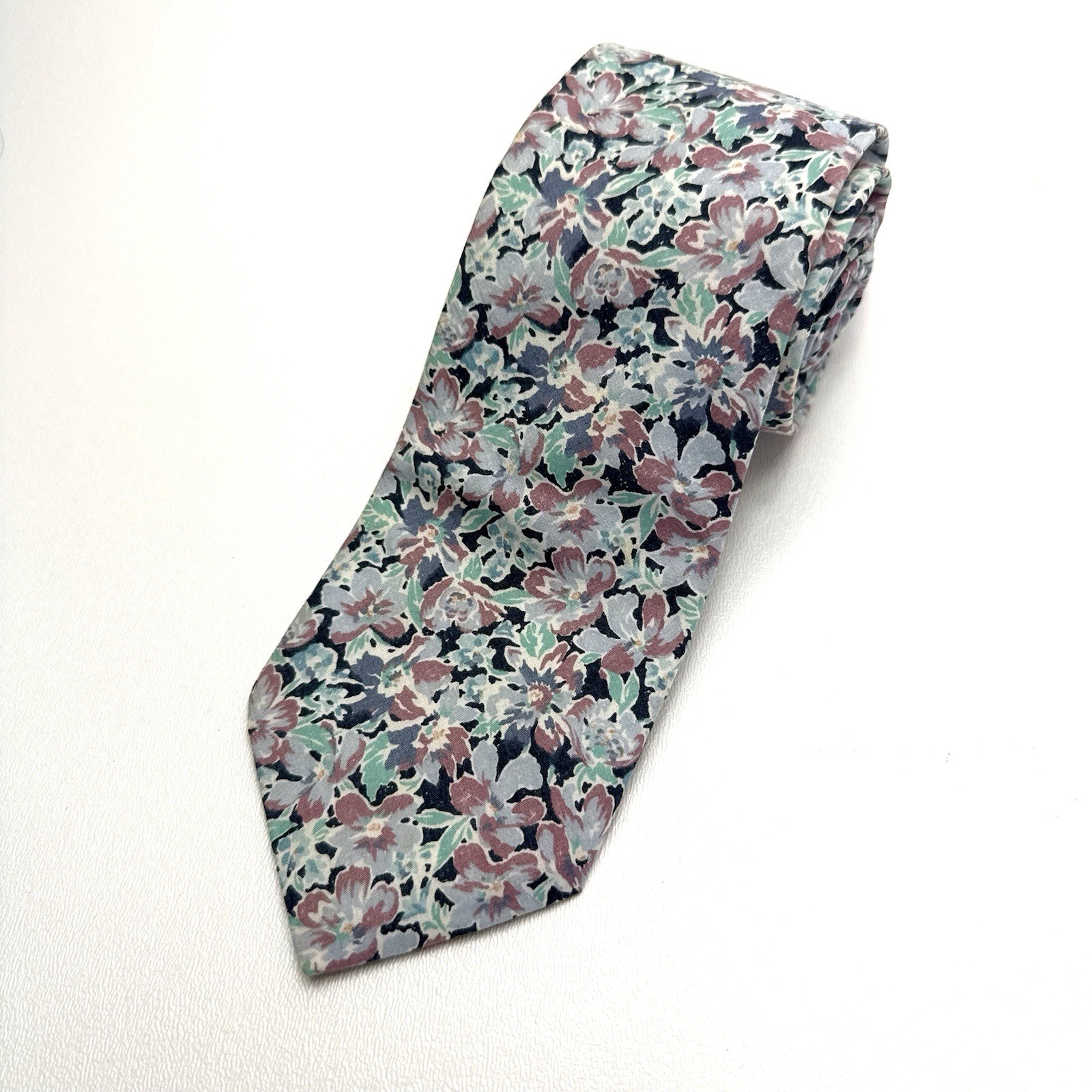 Liberty London Cotton Floral Tie Pink Green Made USA 3 1/8”x 55” Easter Spring
