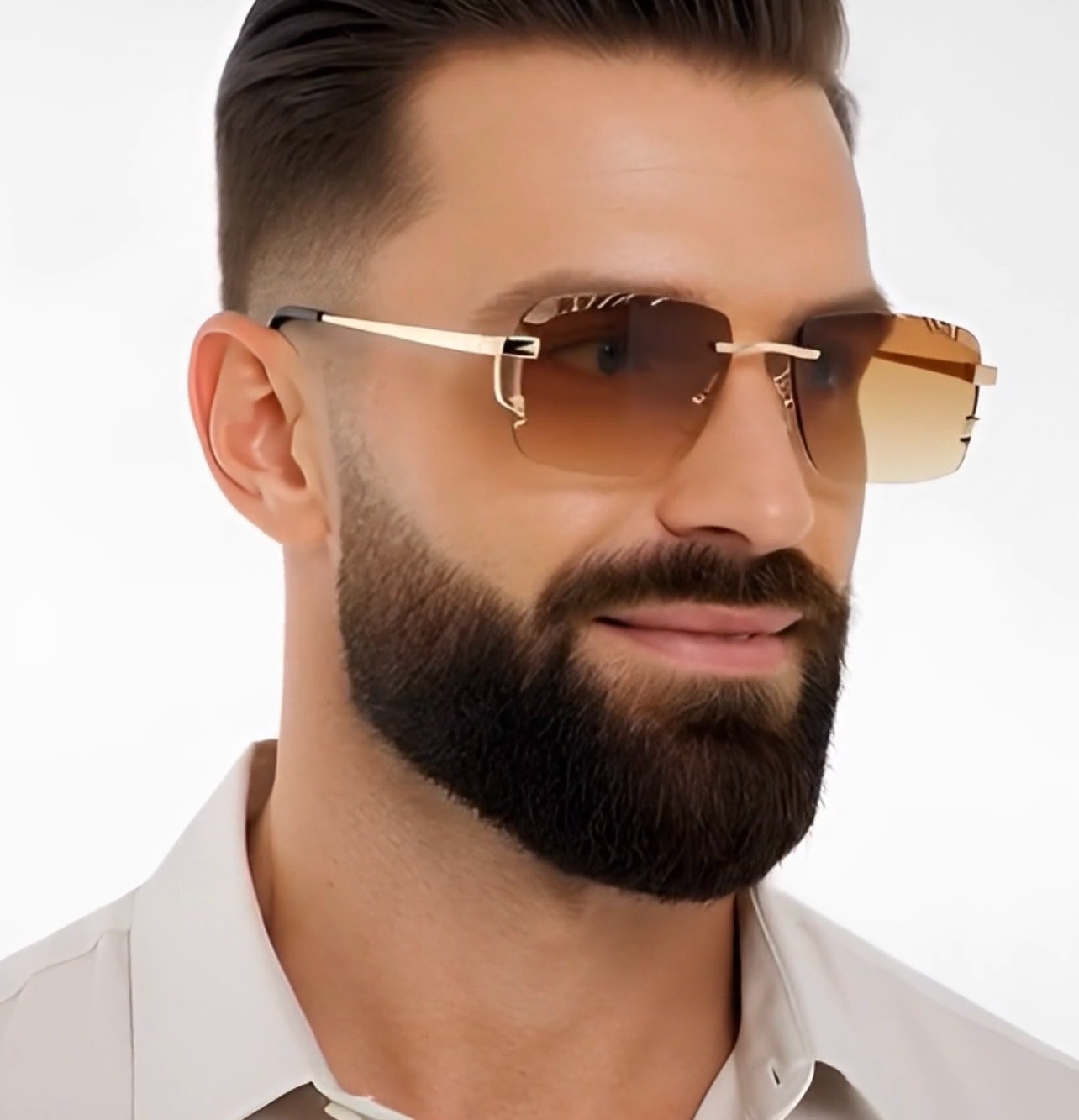 Sunglasses Framless Men Square Classic Retro Style Outdoor Hip Hop Migos Clear