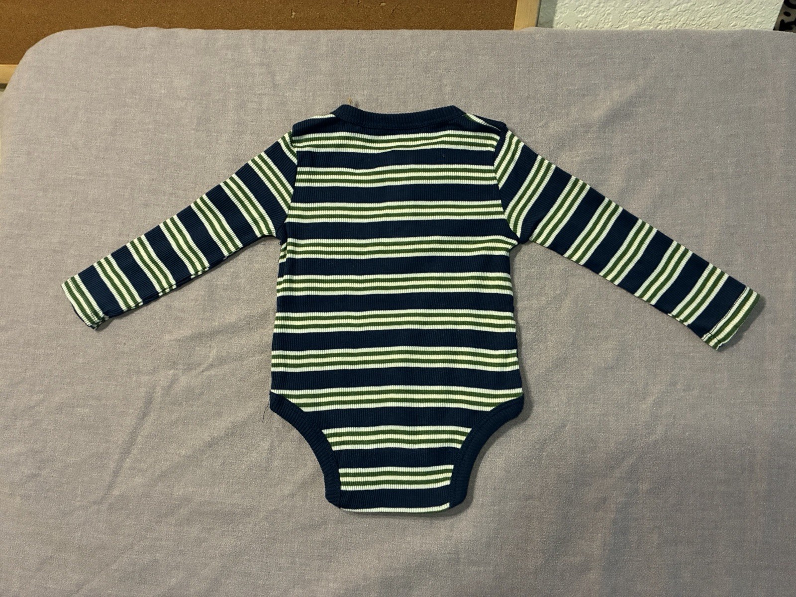 dip Striped Ribbed Henley Long Sleeve Cotton Bodysuit 6-12 Months Navy