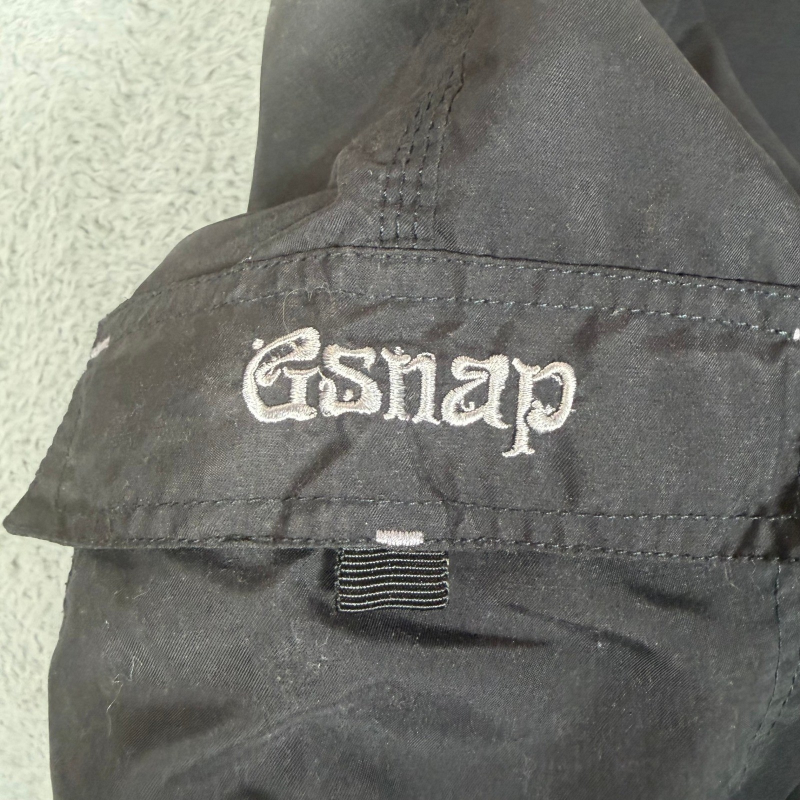 Snap Mens Black Microfibre Cargo Board Shorts Swim Trunks Size 44 Lace Up Y2K