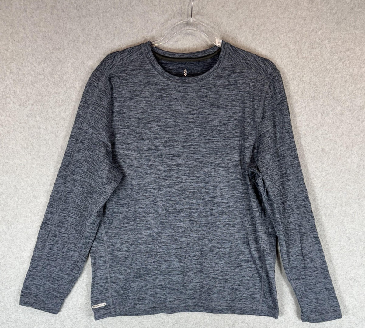 Free Country Shirt Mens Medium Gray Micro-Tech Long Sleeve Pullover Athletic Top