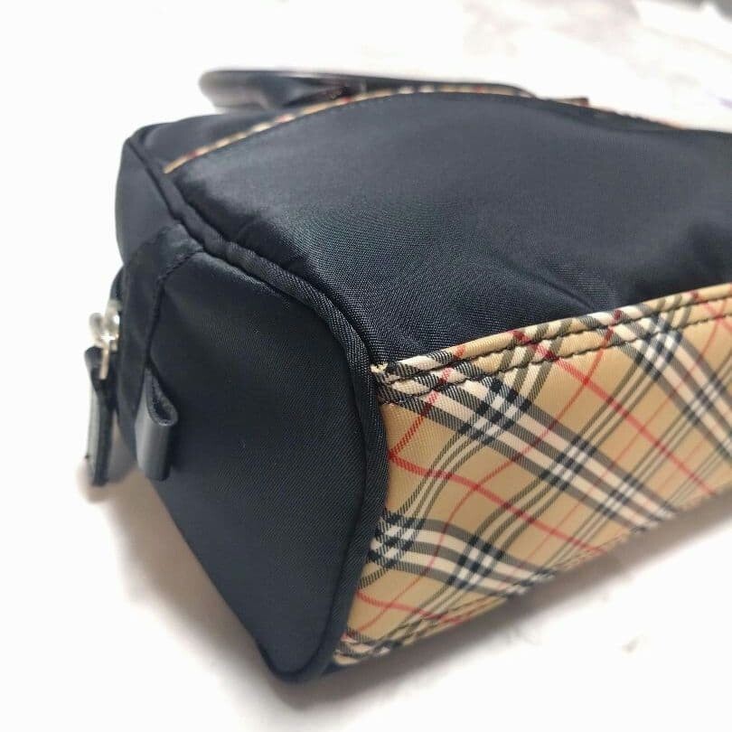 Burberry GOLF Mini Handbag Black Nova Check Women Double Handle 21.5cm