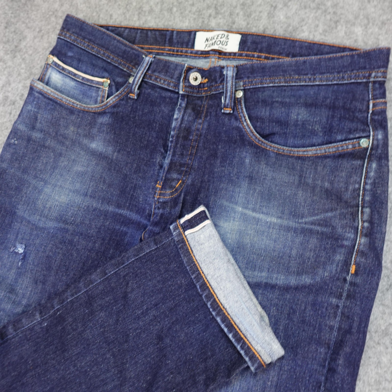 Naked & Famous Jeans Mens 36×32 Blue Weird Guy Selvedge Stretch Denim Pants