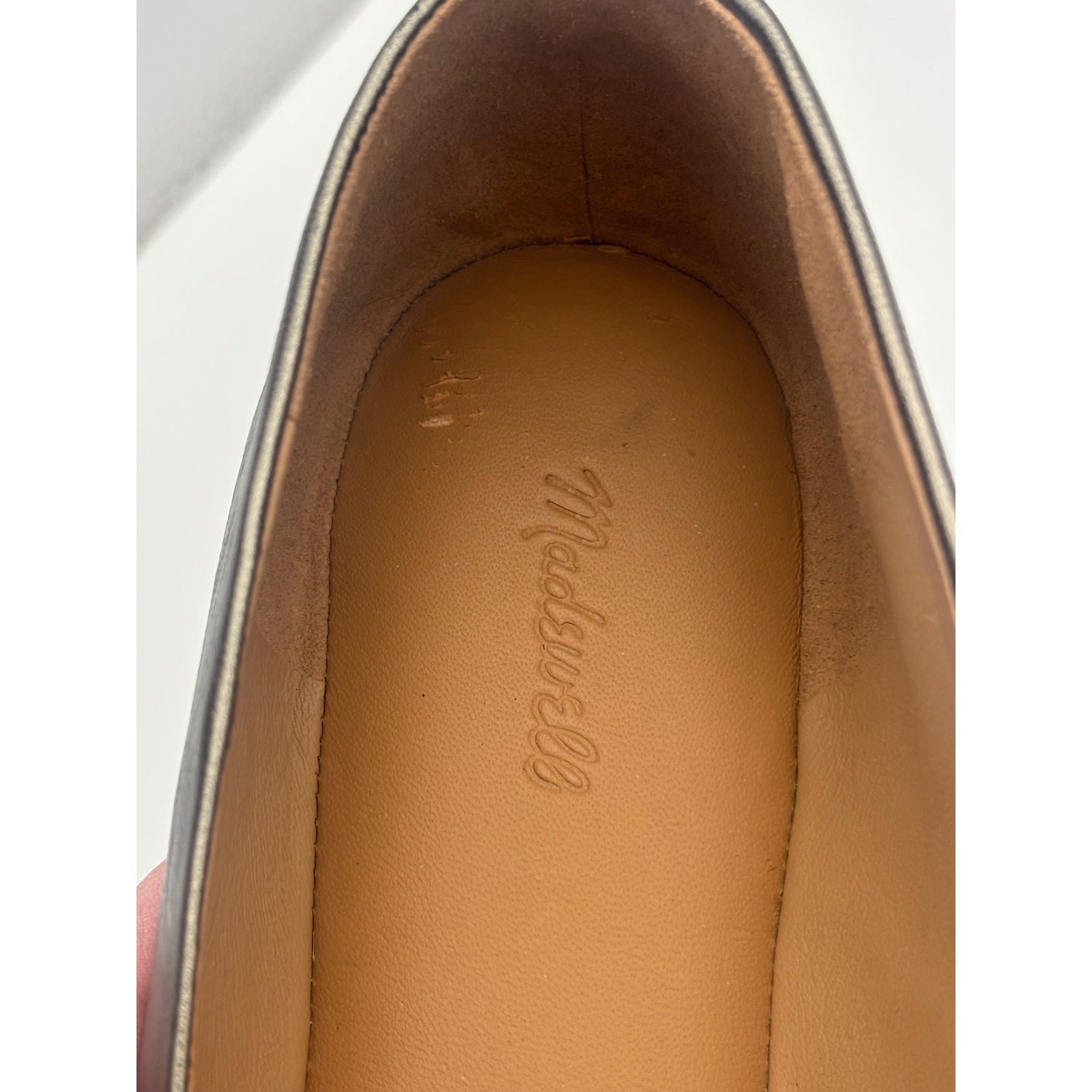 MADEWELL Gold Ballet Flat Shoe Metallic Pewter Leather Round Square Women’s 11
