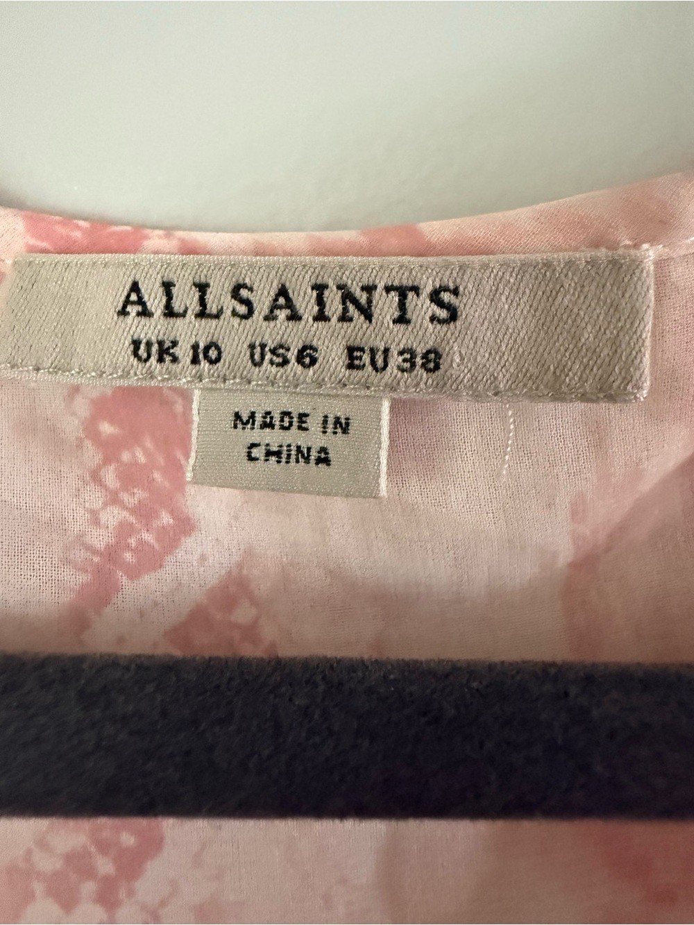 AllSaints Penny Masala Sheer Wrap Top Blouse Pink Cream Size 6