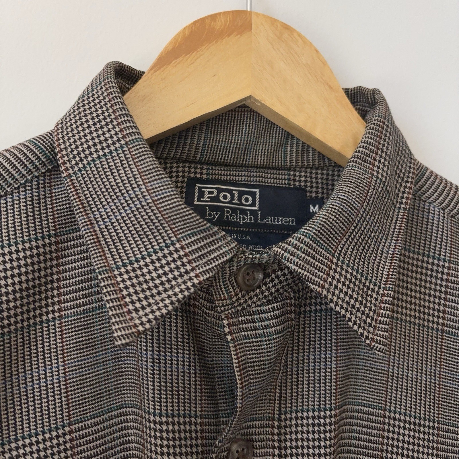 Vintage Polo Ralph Lauren 100% Wool Utility Shirt Men’s M Houndstooth MiUSA