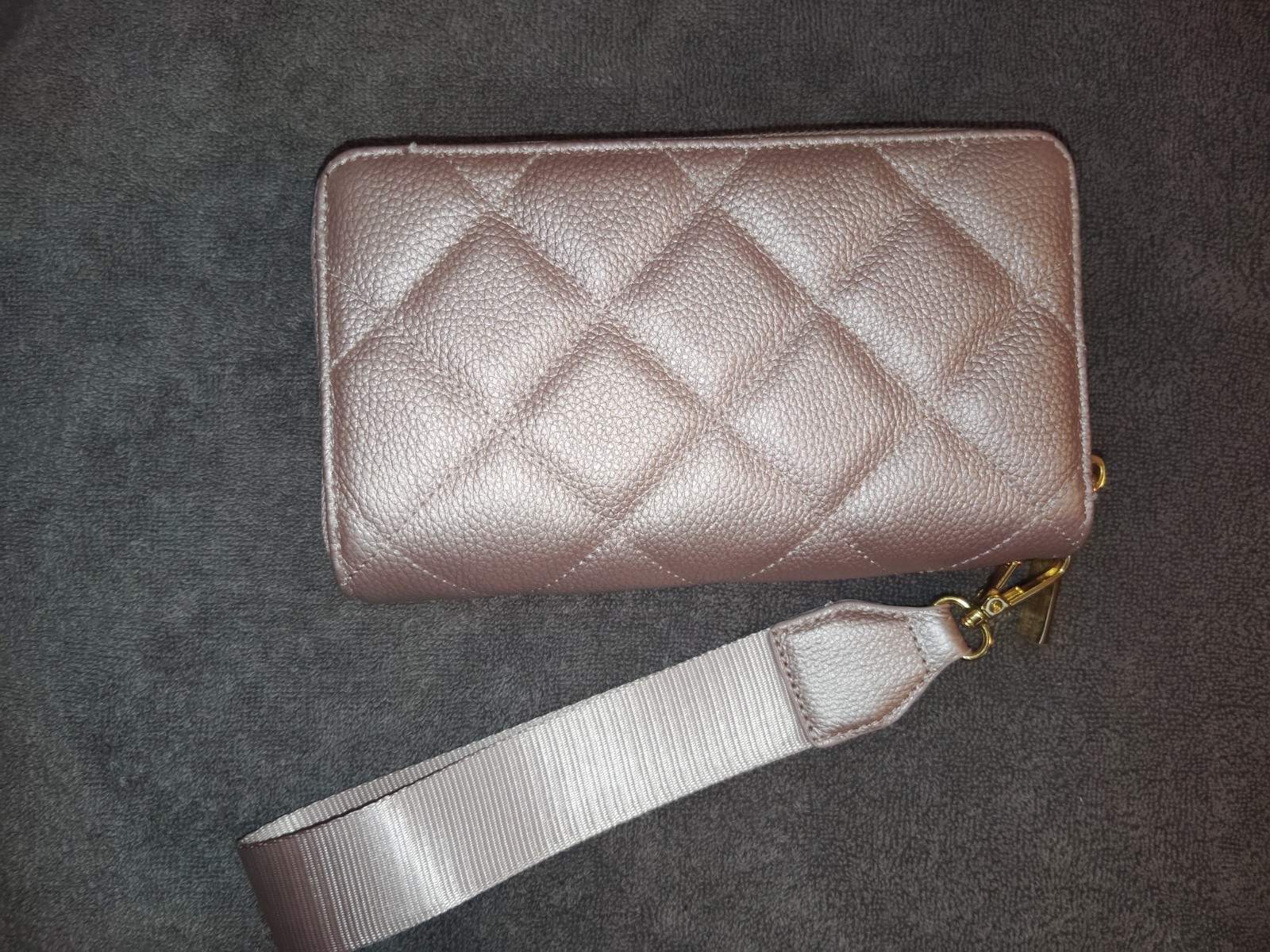 Joy Mangano Quilted Wristlet Wallet Zip Around with Strap