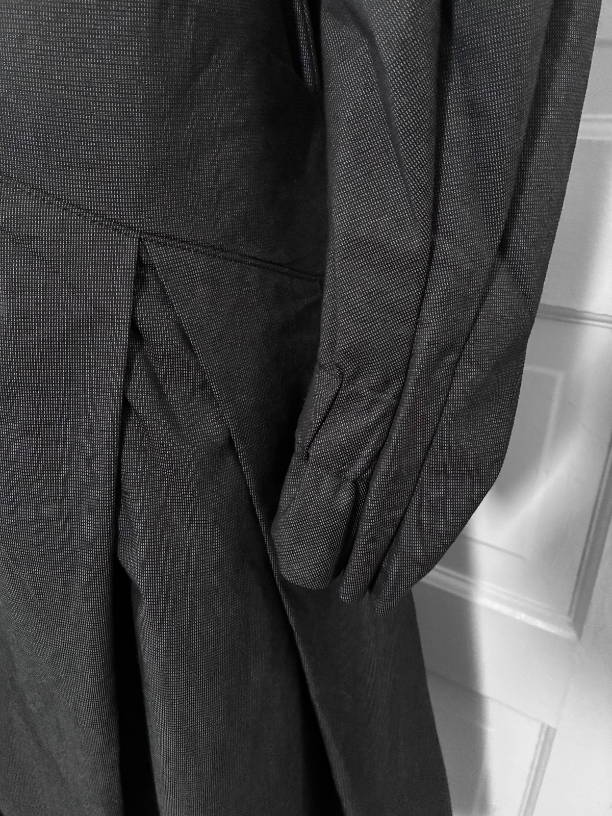 Ann Demeulemeester High Neck Asymmetrical Coat Dark Gray Black Lined Size 38 S M
