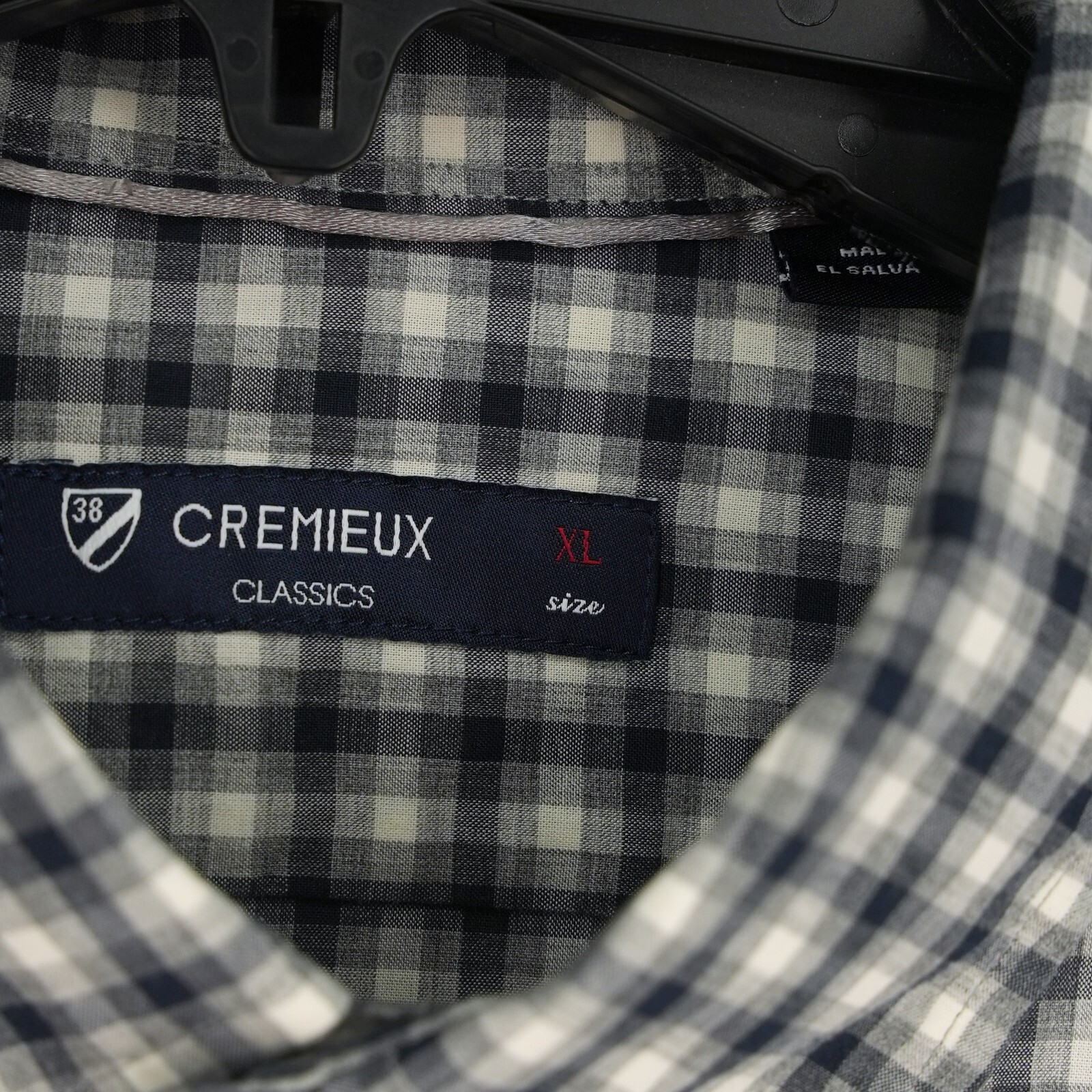 Cremieux Men’s Long Sleeve Shirt XL Gray Navy Check 100% Cotton NWT $79.50