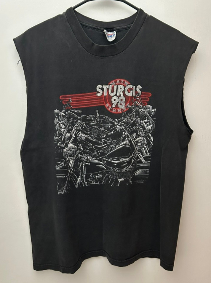 Vintage Sturgis 98 Black Hills Bike Week Sleeveless Shirt Size Large Main Street