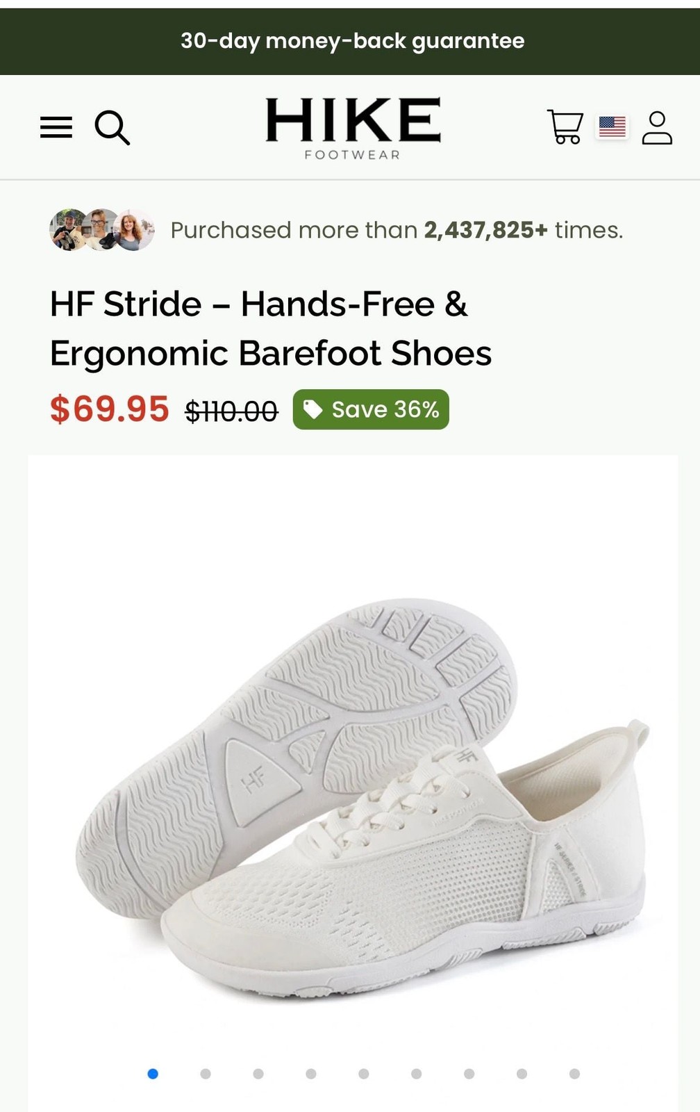 Hike Footwear HF Stride Hands-Free Barefoot Shoes Women’s 7.5