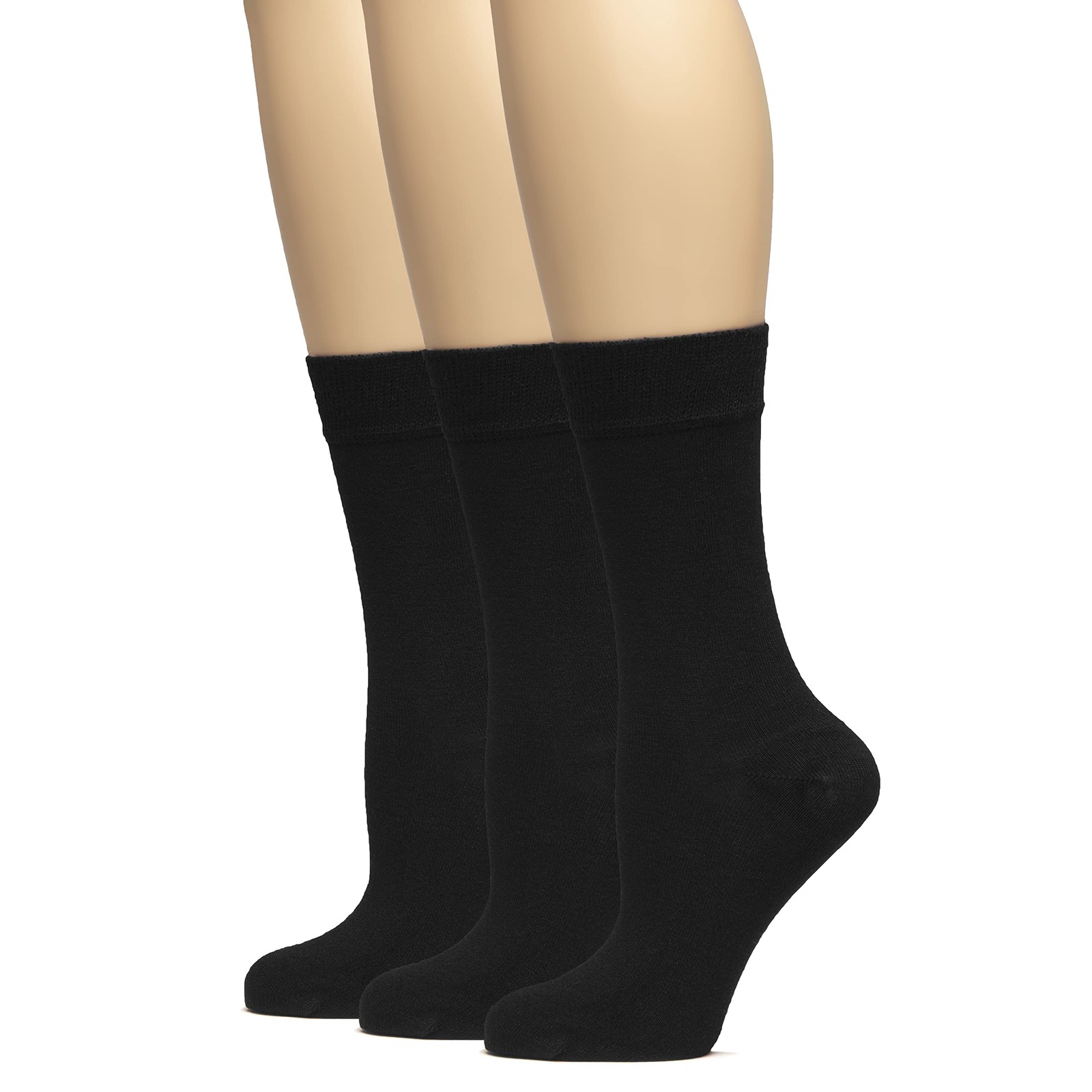 Hugh Ugoli Women’s Thin Soft Rayon Crew Socks for 9-11, 01- Black (3 Pairs)