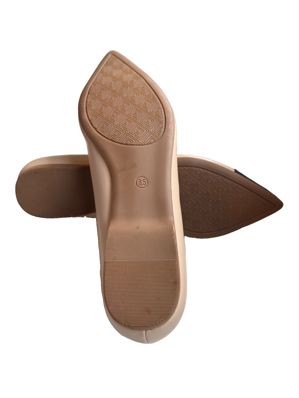 DREAM PAIRS Beige/Black Colorblock Cap Toe Pointed Flats Slip-On US 8.5
