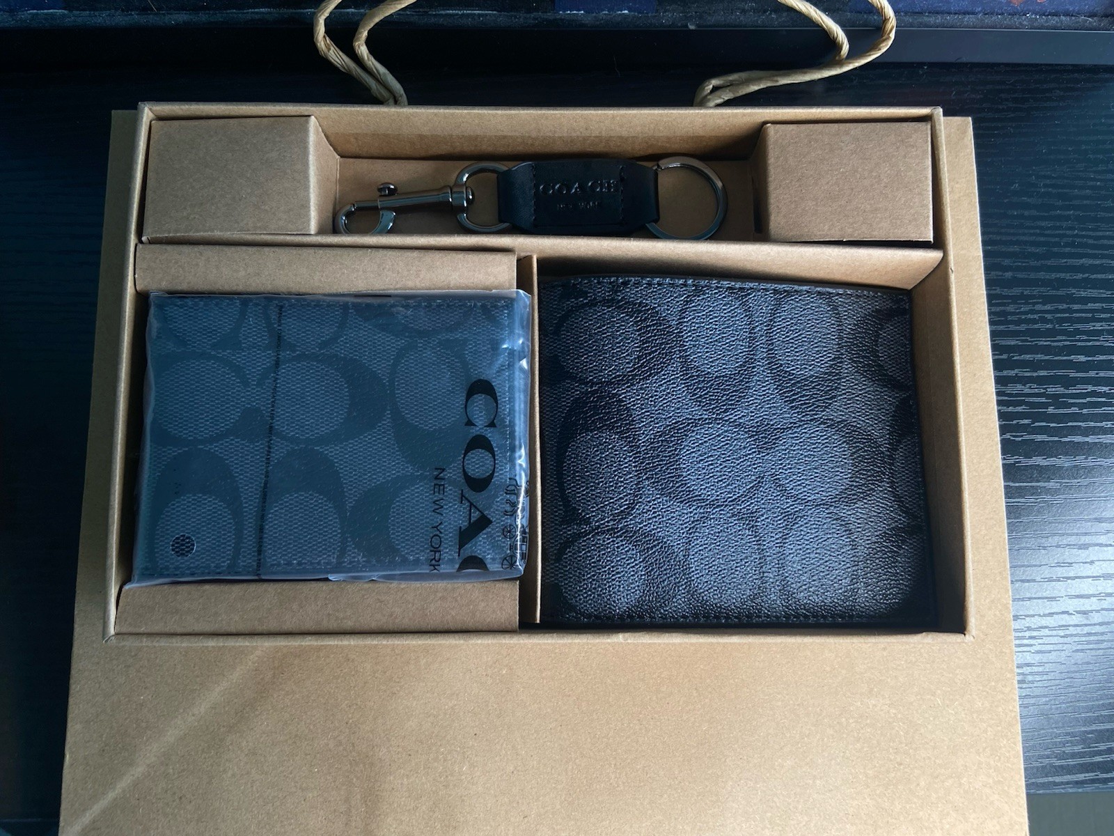 Coach Men’s 3-in-1 Wallet Boxed Gift Set Signature Black/Black/Oxblood