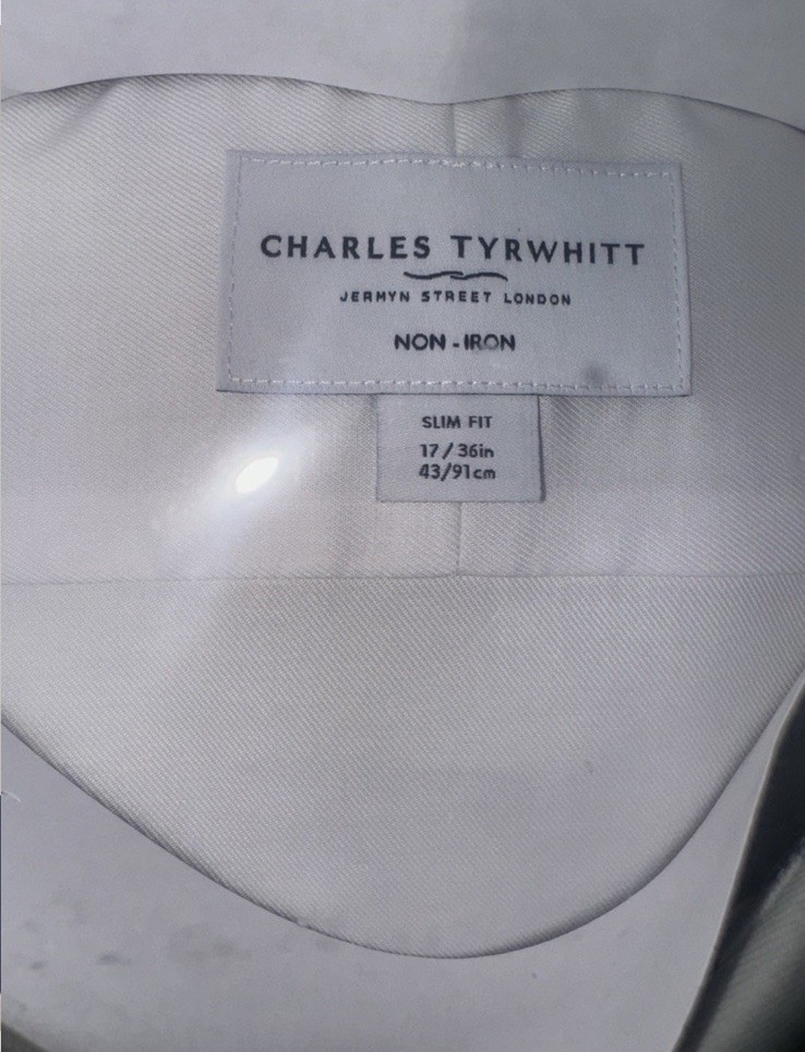 CHARLES TYRWHITT Non-Iron Stretch Floral Printed Trim Slim Fit Shirt – 17/36in