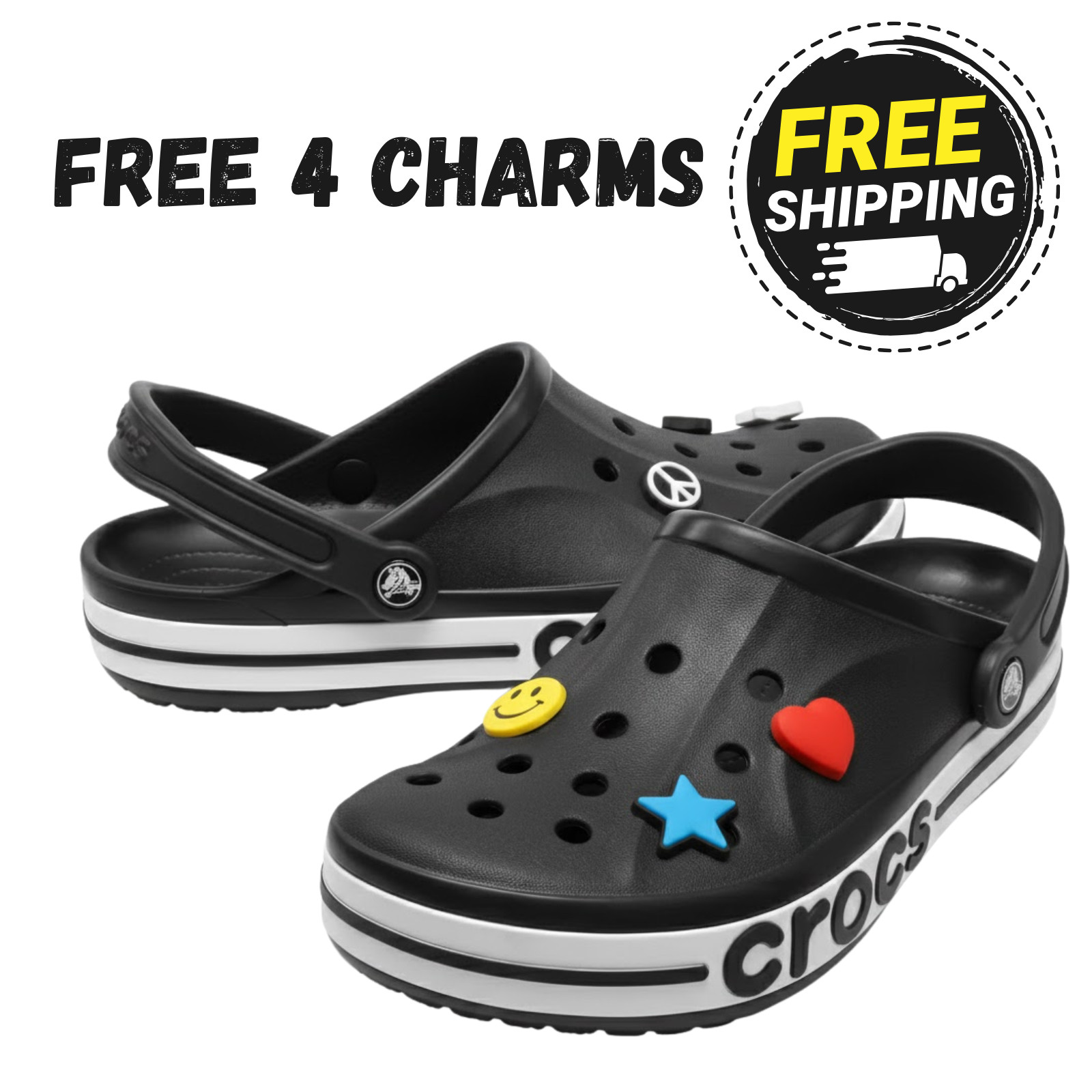Black Crocs Bayaband Clog Adult Unisex Slip-On Slipper Sandal Comfortable Shoes