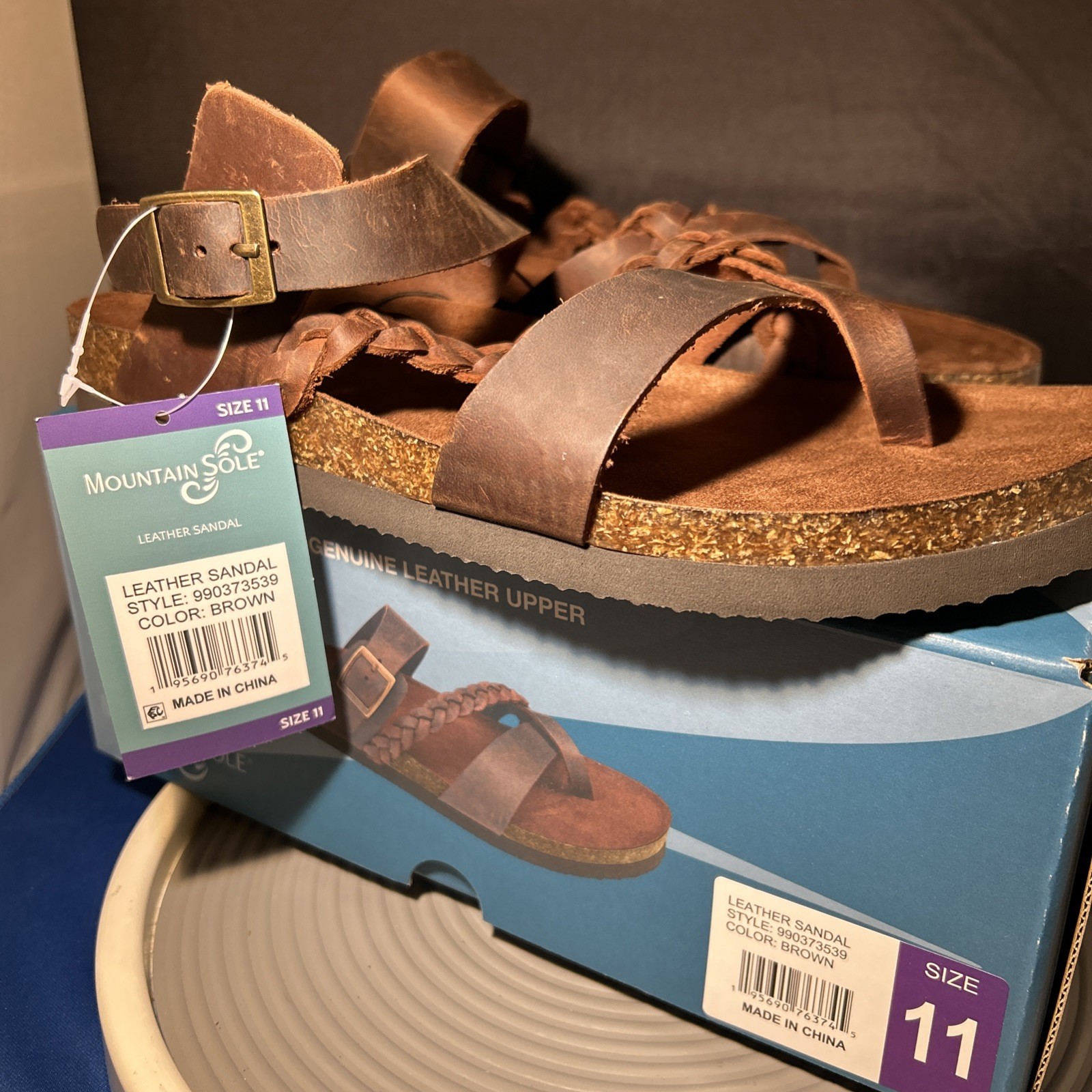 Mountain Sole Leather Sandals Brown Leather Size 11