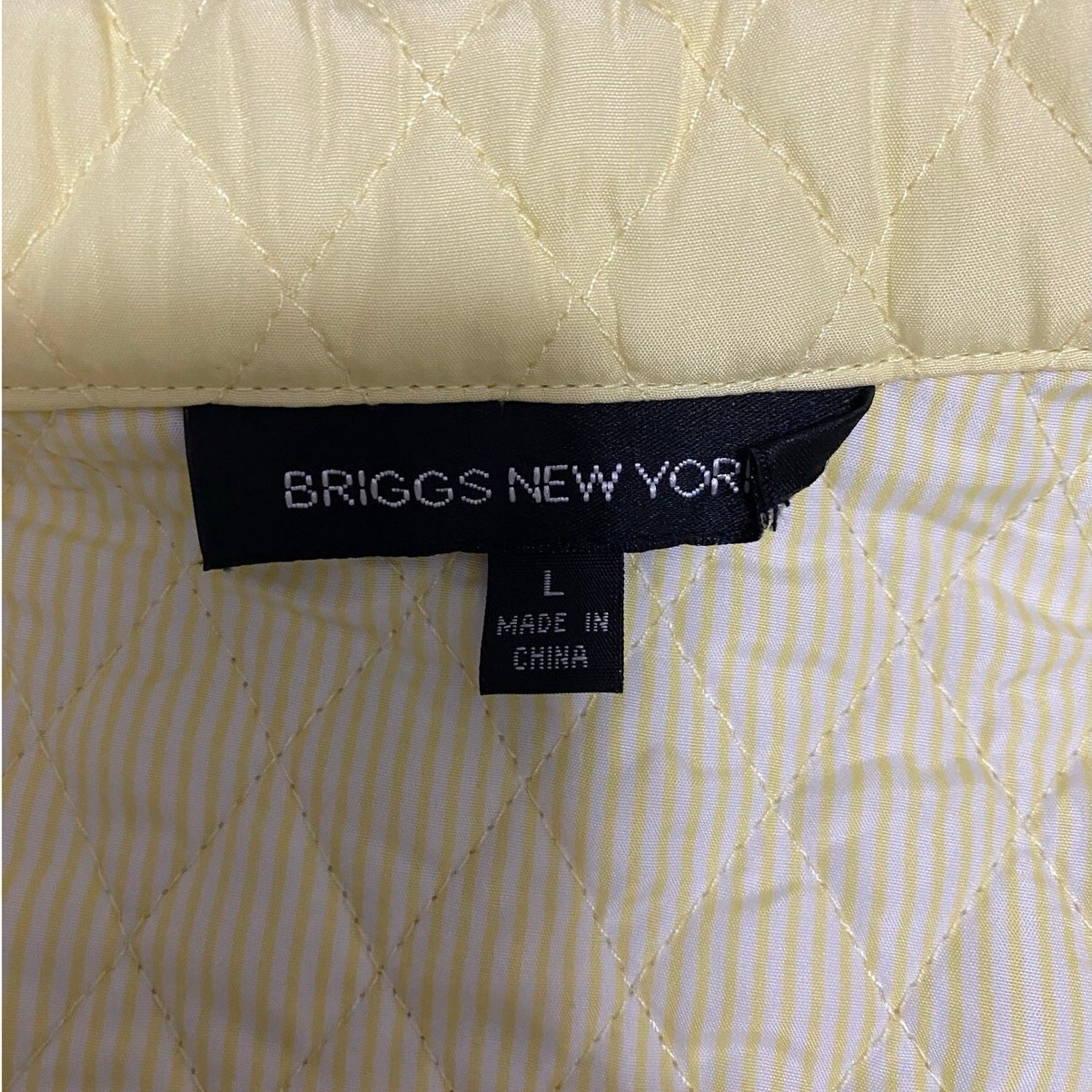 Briggs New York Women’s Jacket Large Yellow Quilted Button Up Coat Pockets