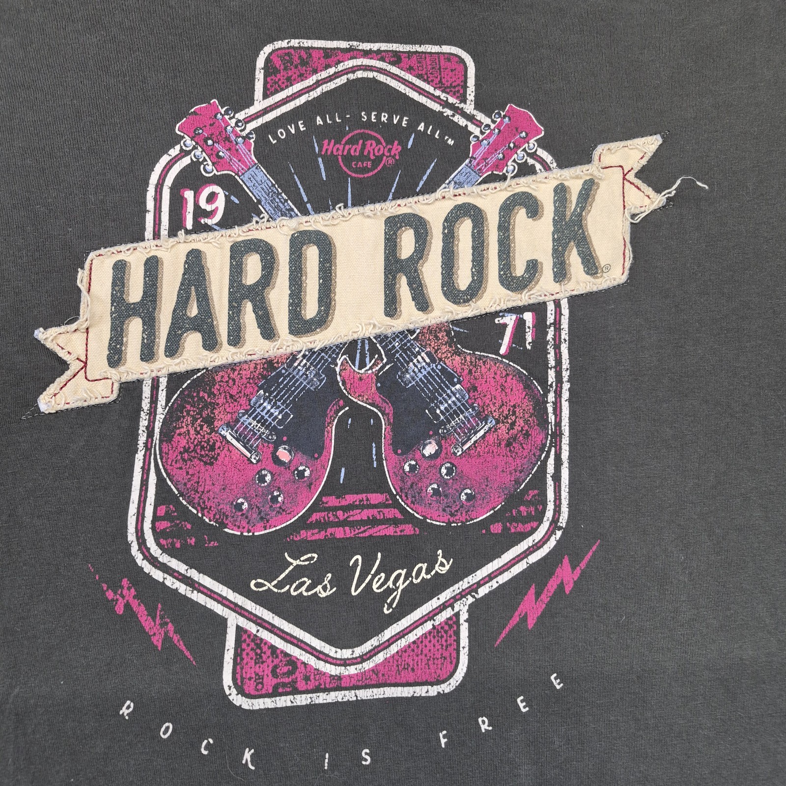 Hardrock Las Vegas 1971 Logo Stitching T Shirt Mens XL Short Sleeve Dk Brown EUC