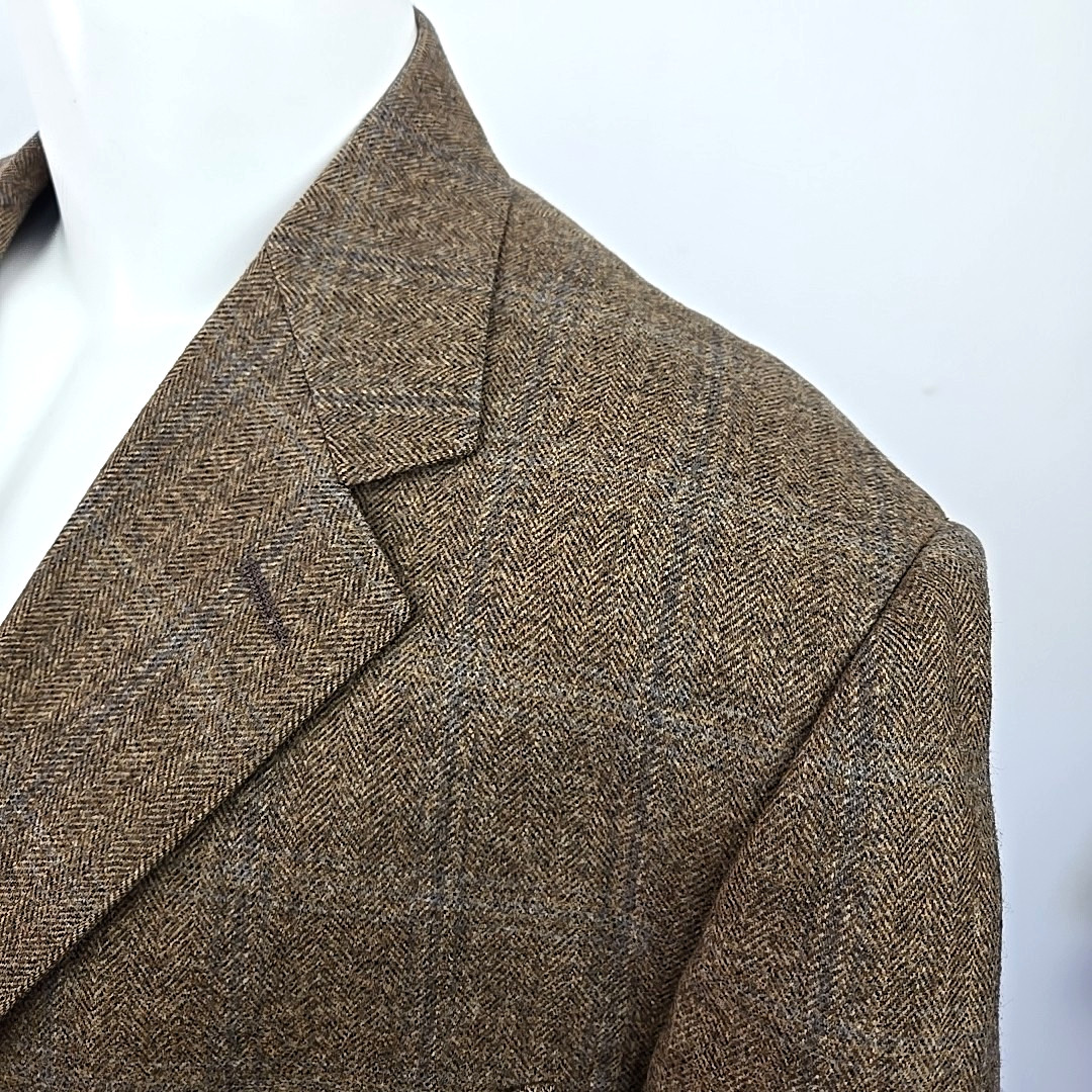 Canali Blue Label Wool Cashmere Blazer Tweed Jacket Window Pane EU 58 L US 46