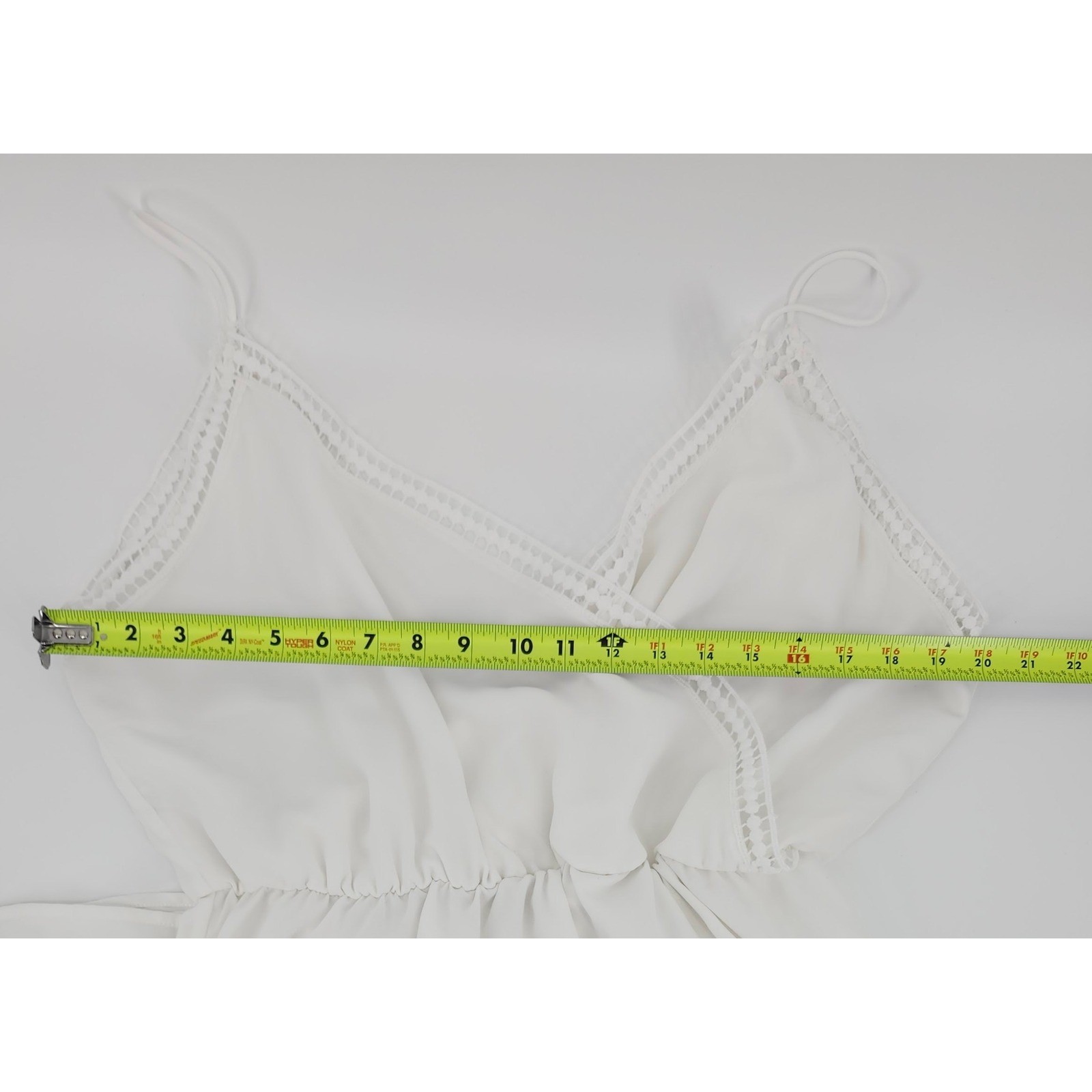 Mango MNG White Crochet Lace Trim Maxi Dress Surplice V-Neck Boho Summer Size 8
