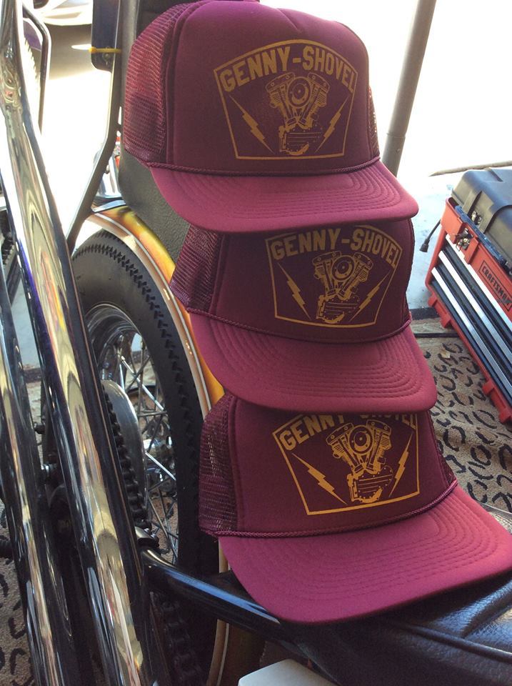 GENNY-SHOVEL TRUCKER HAT! shovelhead engine harley davidson biker vtg chopper