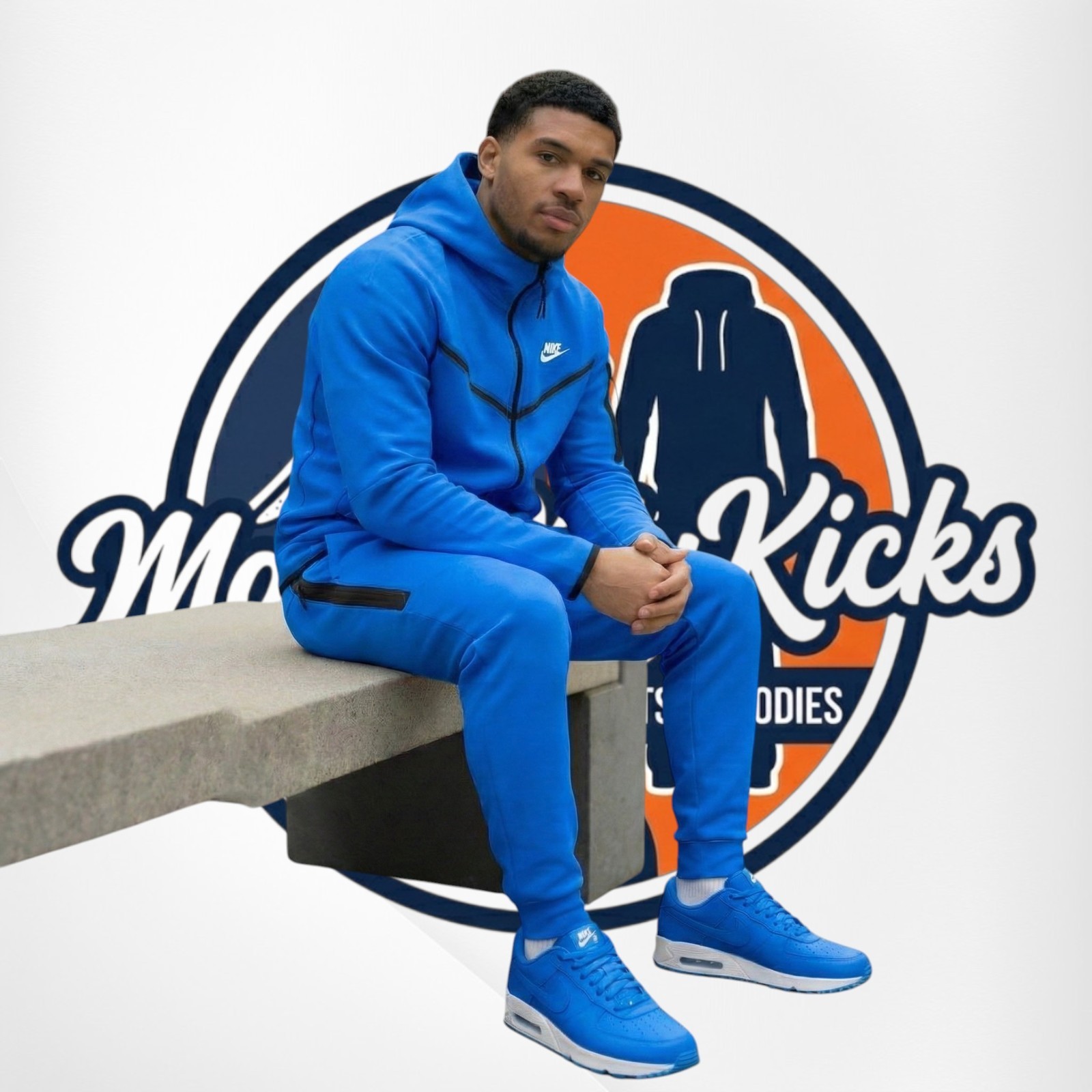 Nike TrackSuit Men’s Sweatsuit Set Hoodie Slim Fit To Match Joggers GymWear Blue