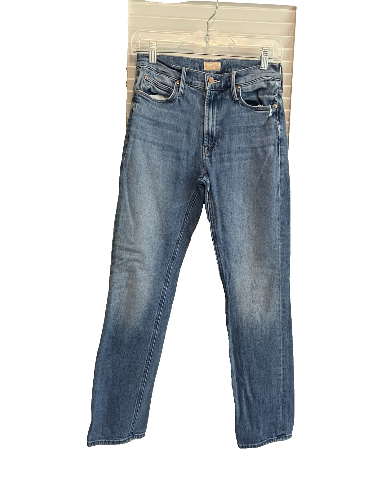 Waist 28 MOTHER THE Mid Rise Dazzler Ankle “Cut & Paste ” Blue Denim Jeans