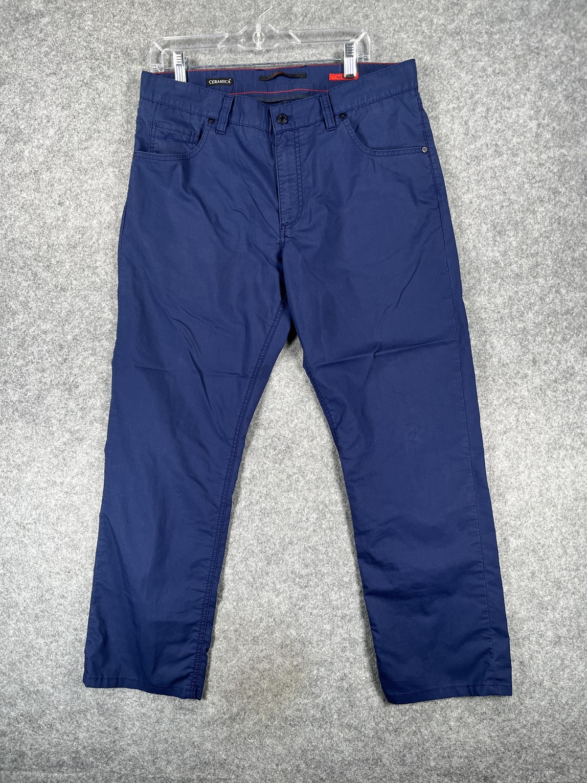 Alberto Ceramica Pants Mens 35×34(35×28) Blue Modern Fit Gabardine Stretch
