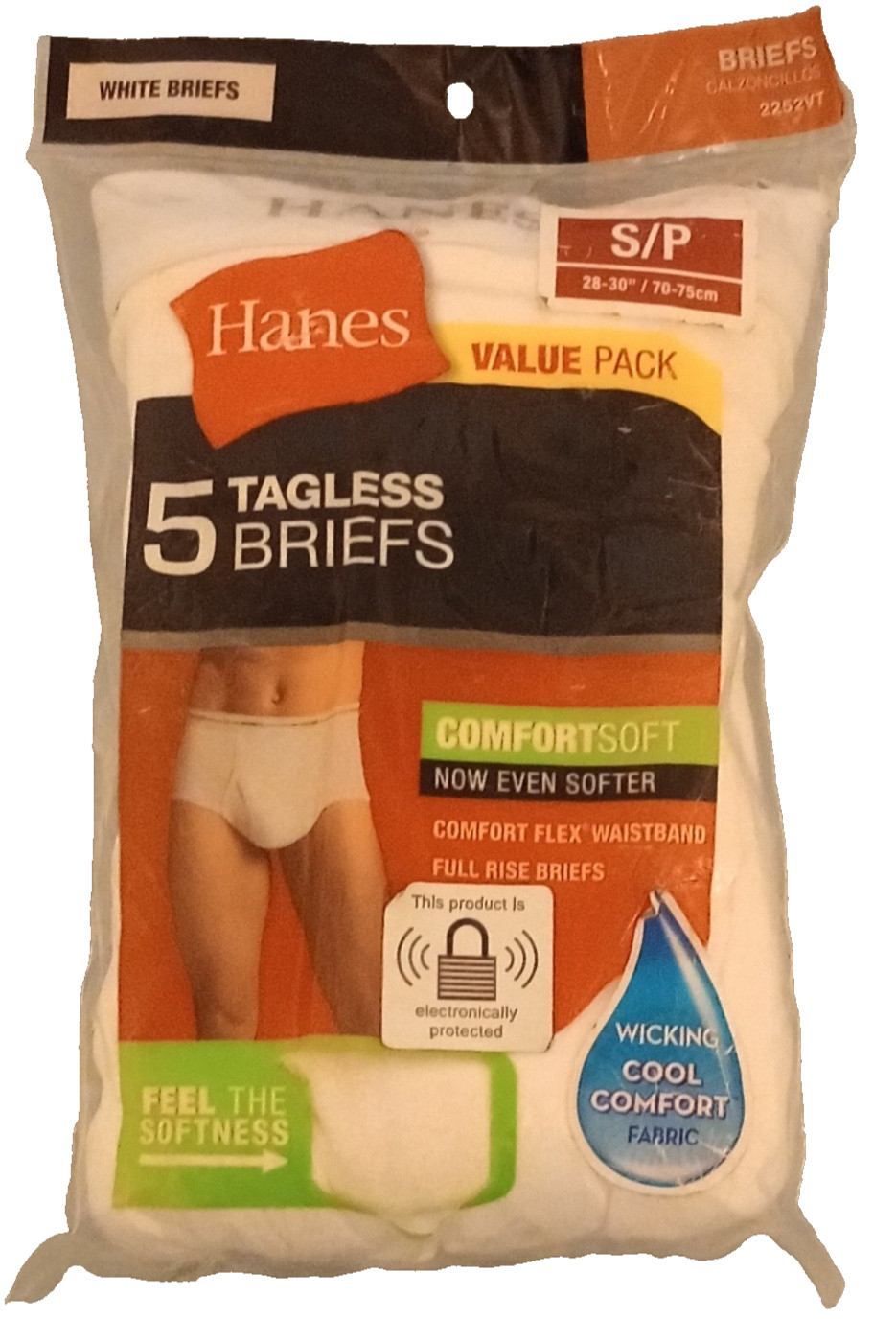 Hanes Tagless Men’s Brief Underwear, Solid White, 5-Pack, Size S/P